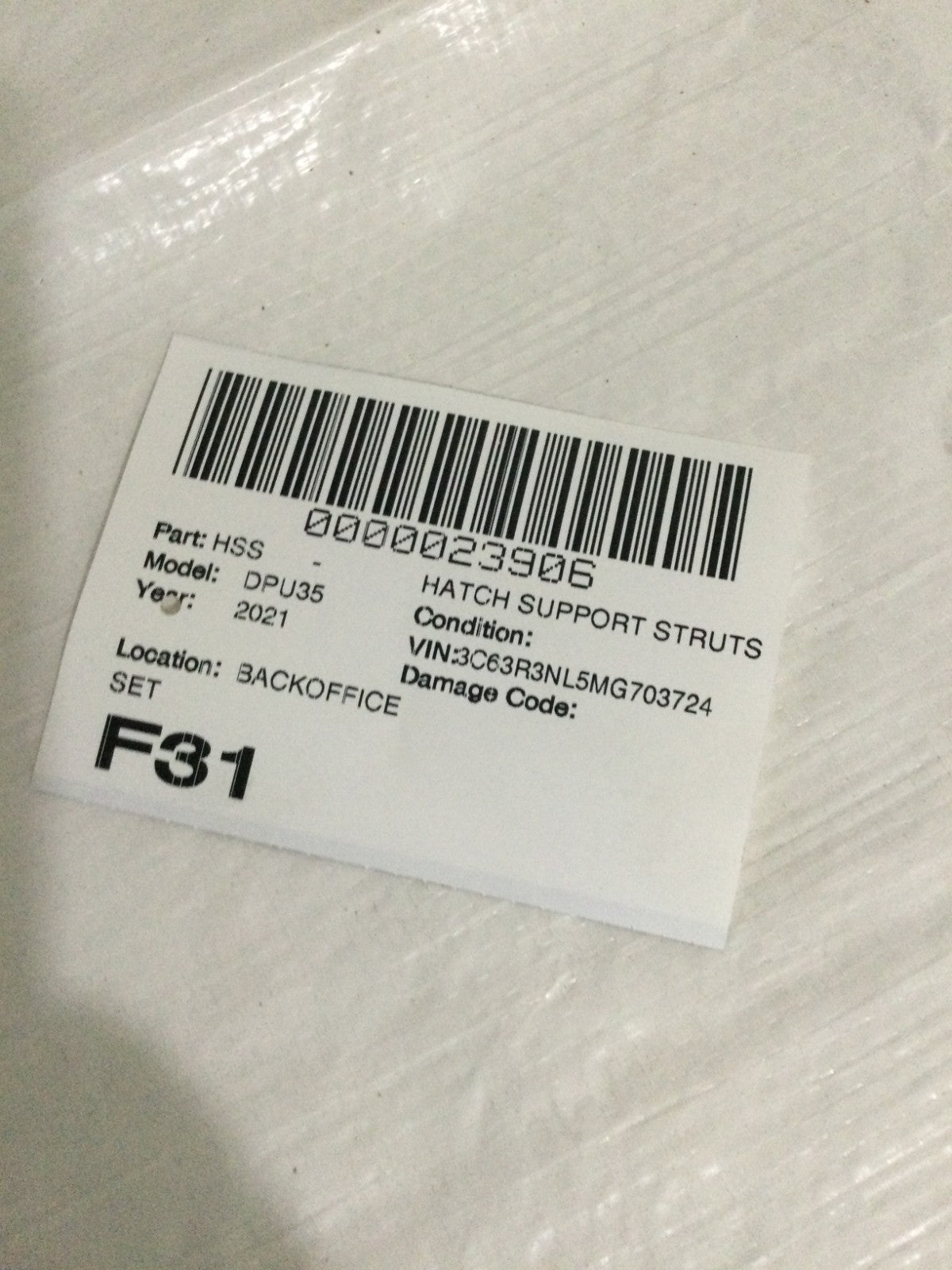 2021 Dodge Ram 3500 RH and LH Side Hood Strut Lift Support OEM 68360823AB