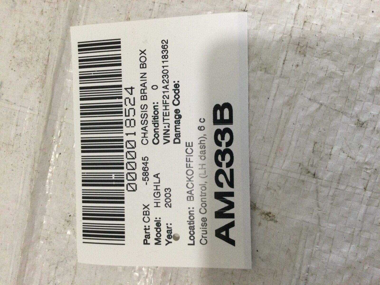 2001-2003 Toyota Highlander Cruise Control Computer Module 88240-48020 OEM