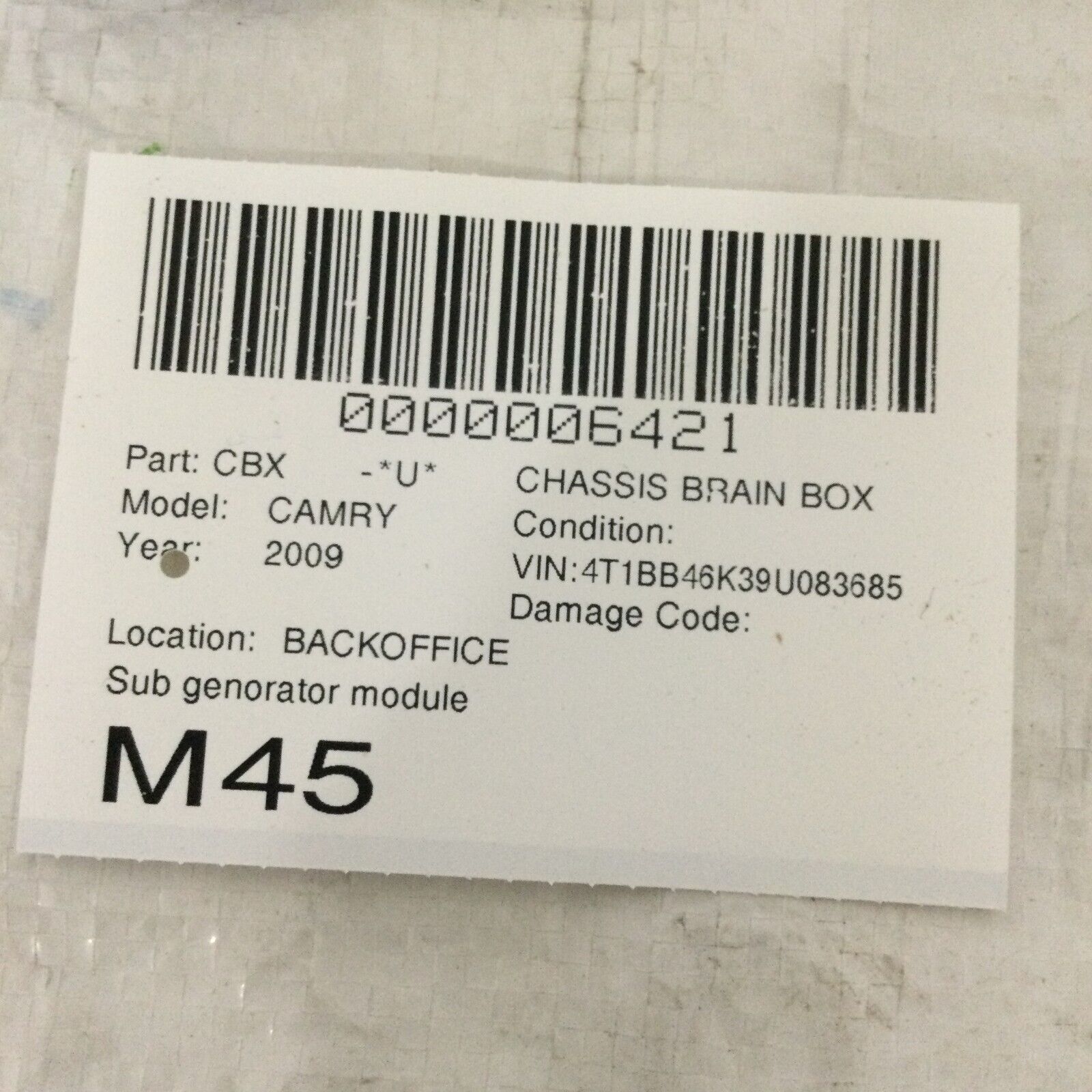 2007-2009 Toyota Camry Chassis ECM Sub Generator Control Module 88051-22010