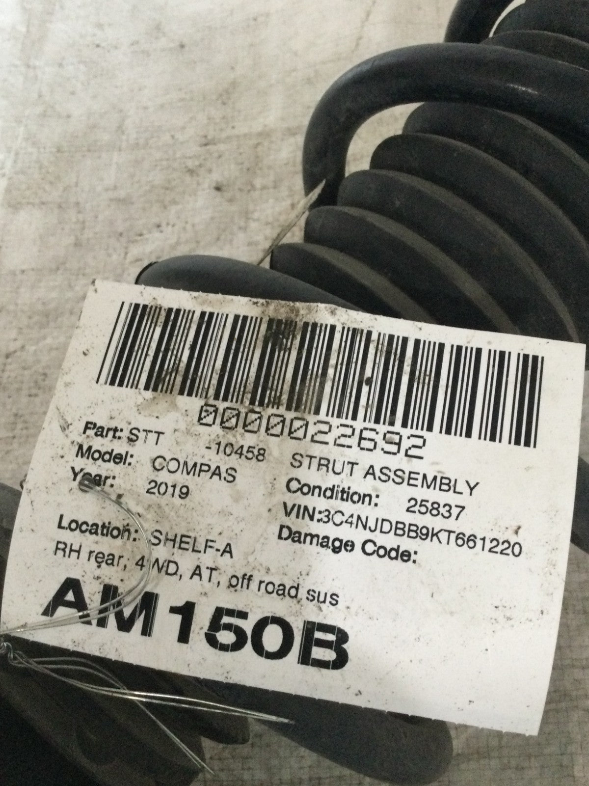 2019 Jeep Compass Rear Right Side Strut Shock OEM