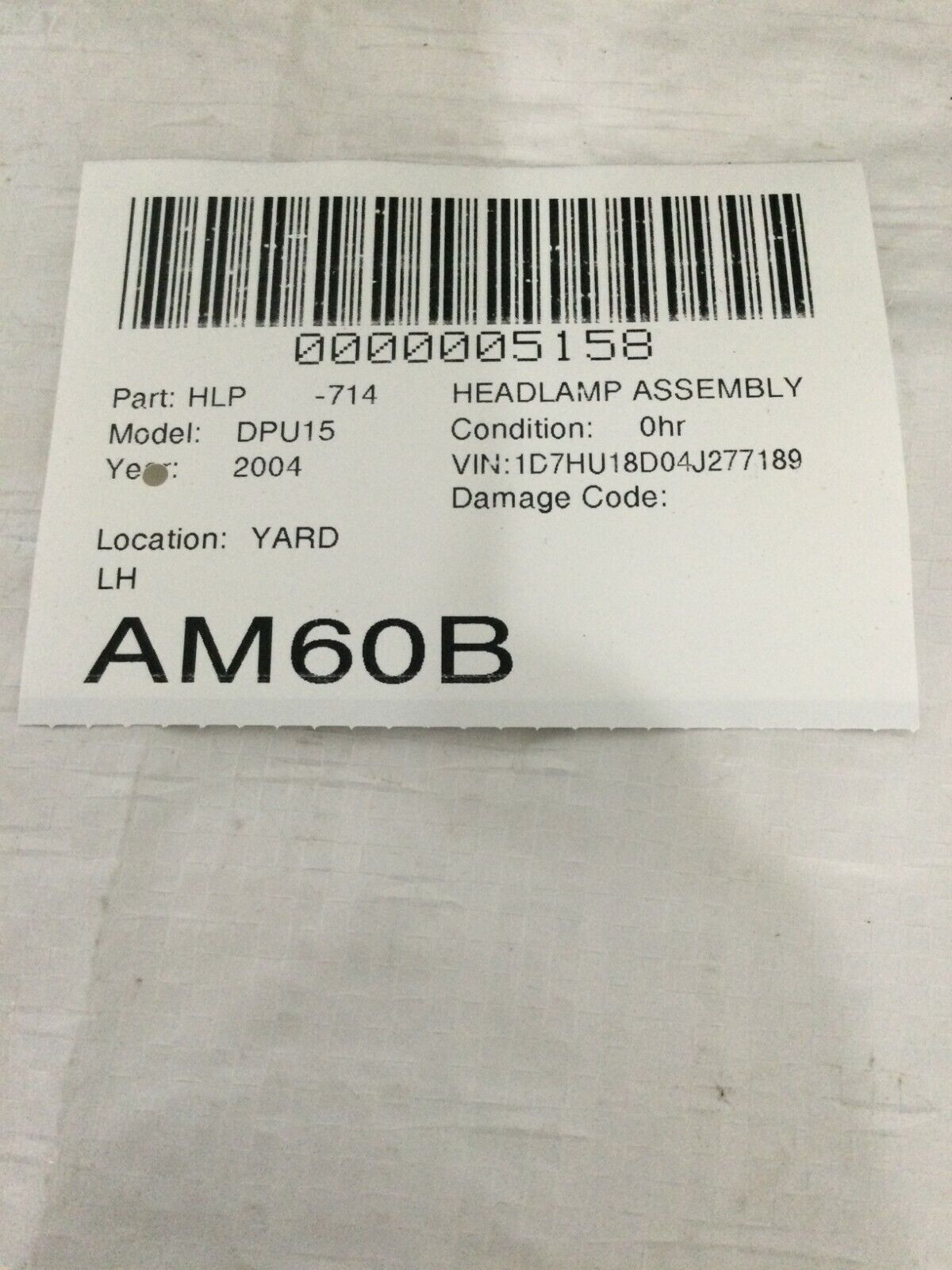 2004 Dodge Ram 1500 Headlight Left Driver Side LH OEM