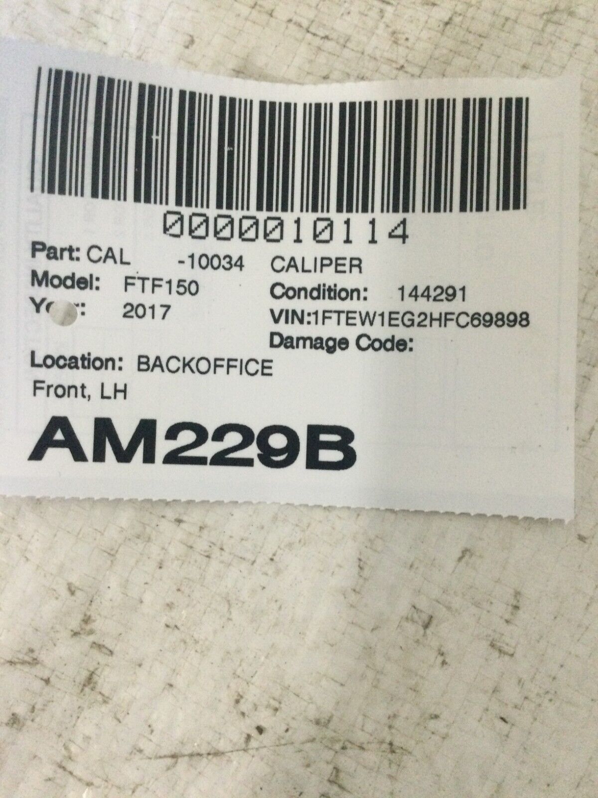 2017 Ford F-150 F150 Front Left Brake Caliper OEM