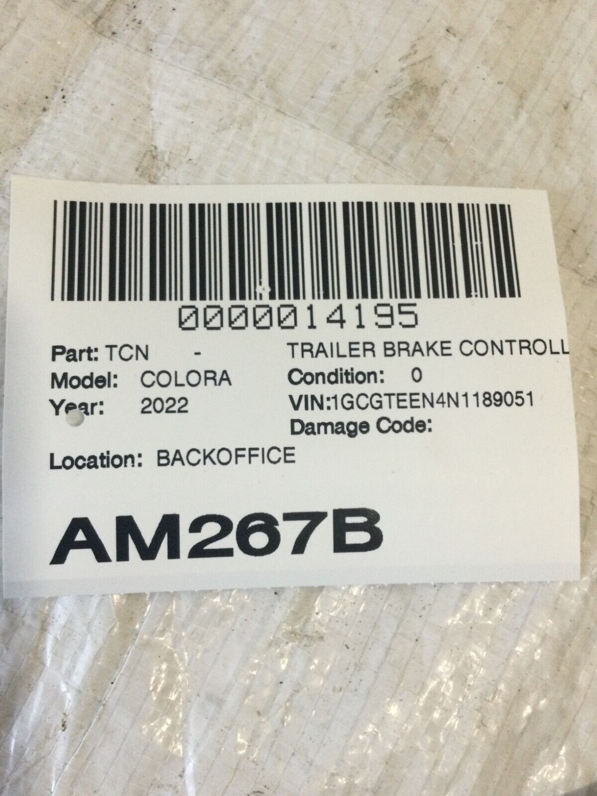 2022 Chevrolet Colorado Trailer Brake Switch Control 84108375 OEM