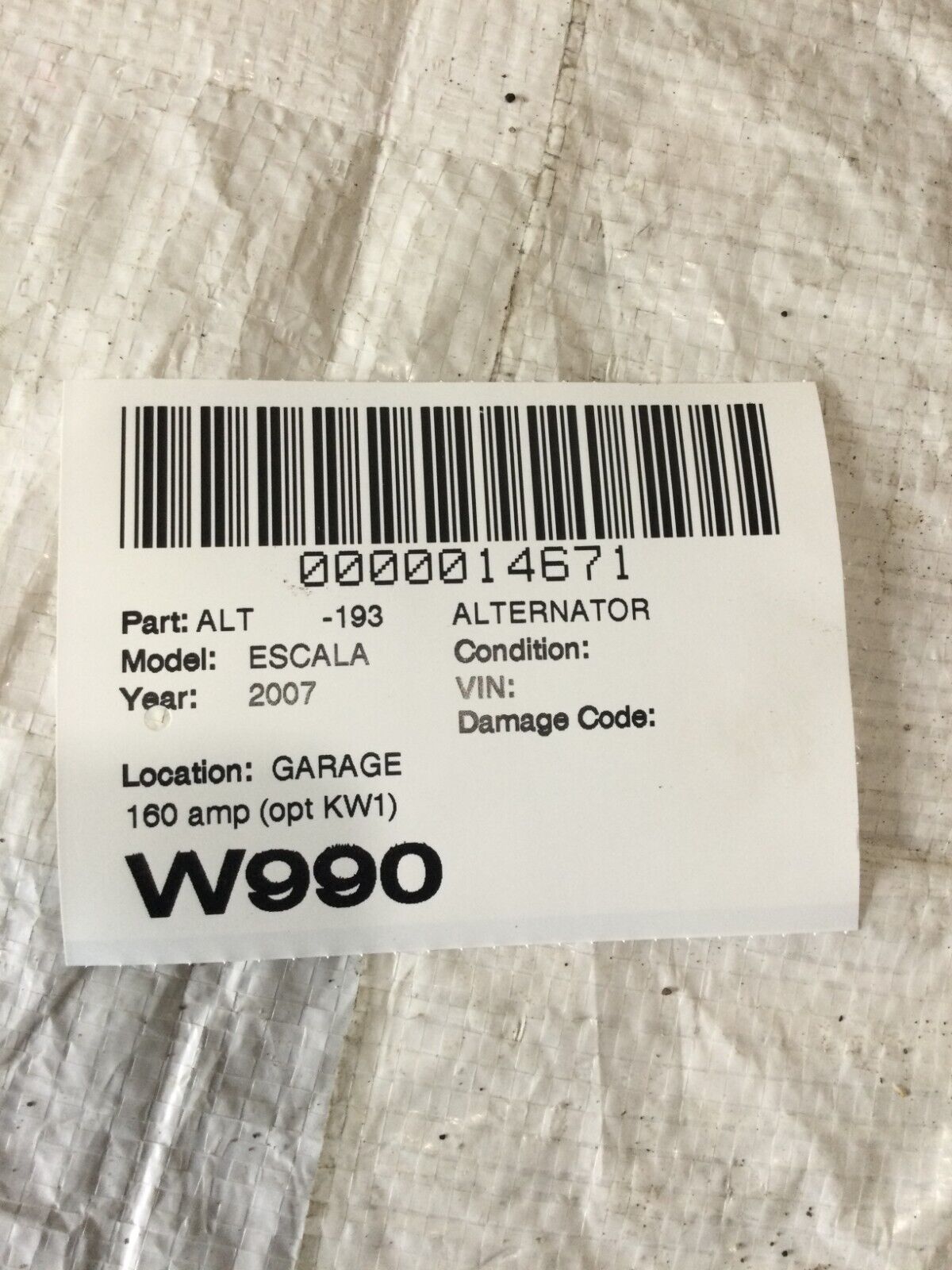 2007 Cadillac Escalade Alternator Motor OEM ( DAMAGED CASE )