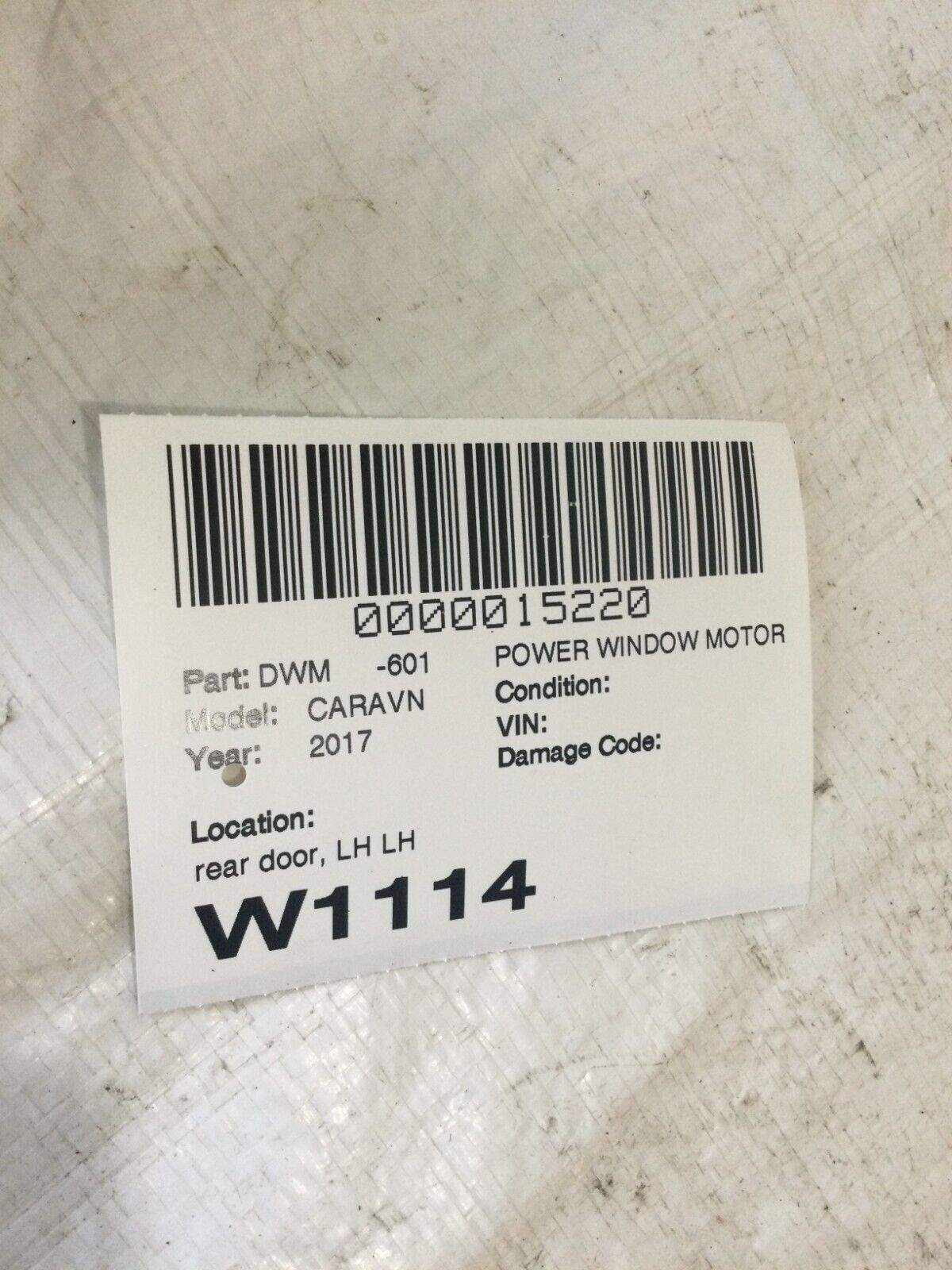 2017 Dodge Grand Caravan Rear Left Power Window Motor OEM