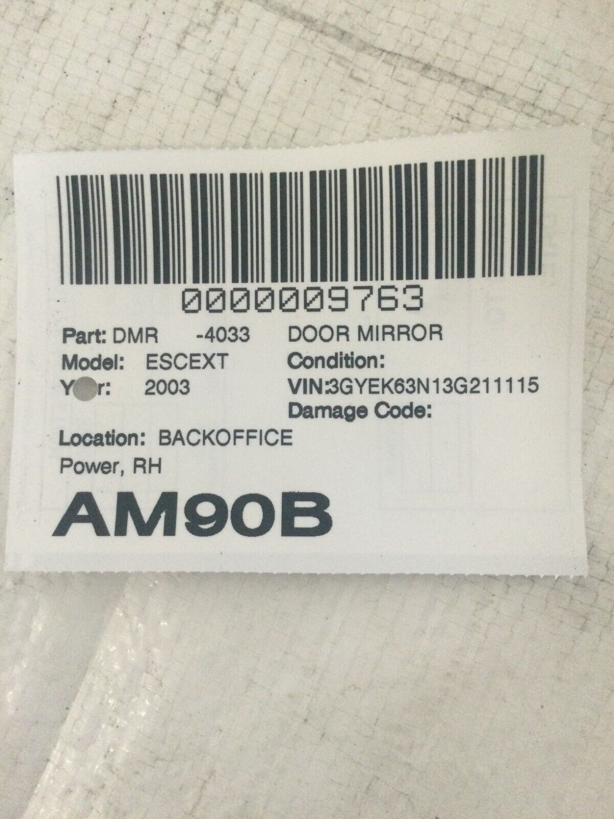 2003-2006 Cadillac Escalade EXT Right Power Side View Mirror W/ Turn Signal OEM