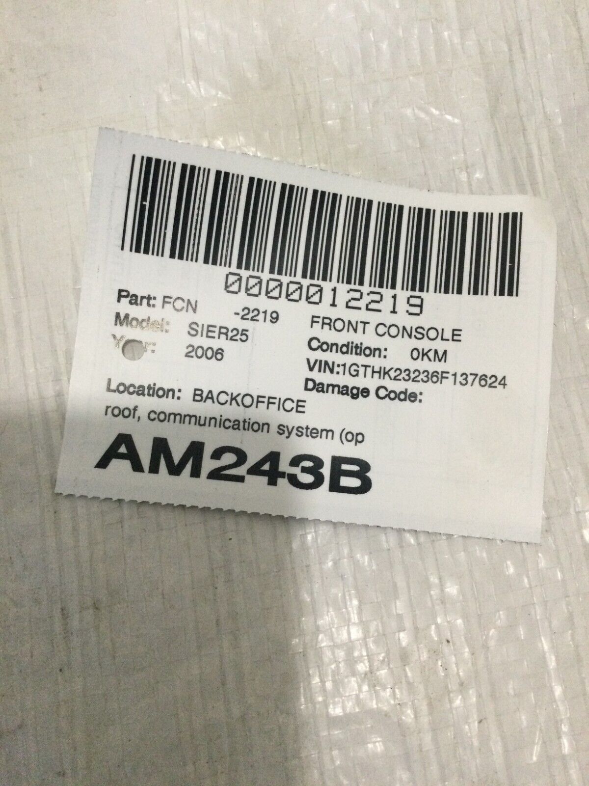 2002-2006  Dodge Ram 2500 Gray Overhead Homelink Roof Console Dome Light