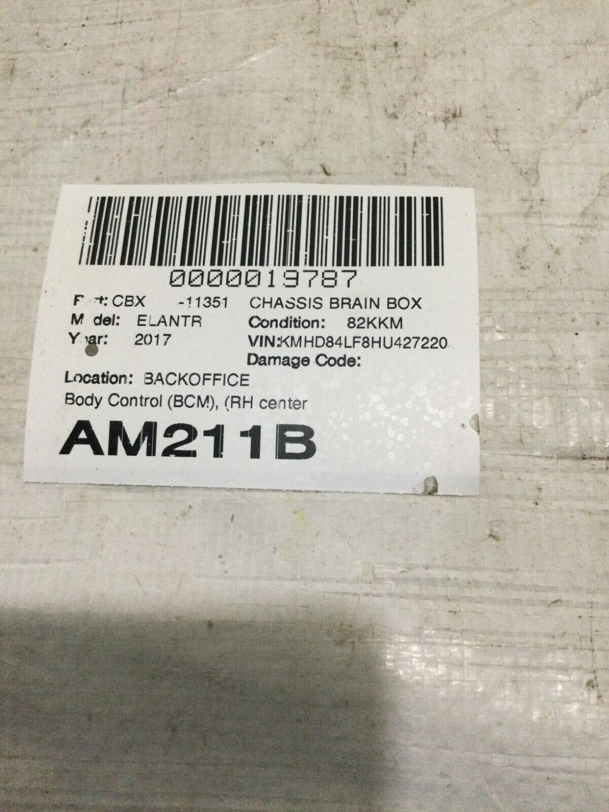 2017 Hyundai Elantra Body Control BCM BCU Module 95400-F2BN0 OEM