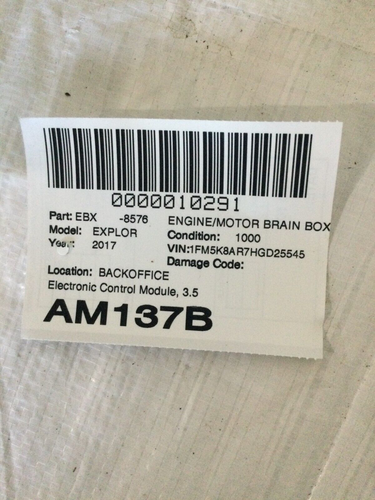 2017 Ford Explorer ECU ECM Engine Computer Control Module OEM FL3A-12B684-BEB