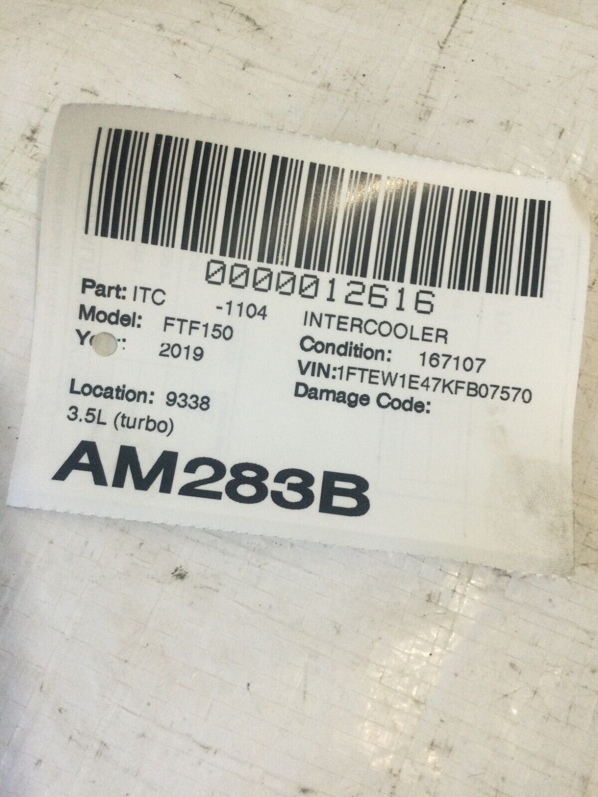 2019 Ford F150 3.5L Radiator Turbocharger Intercooler EcoBoost OEM