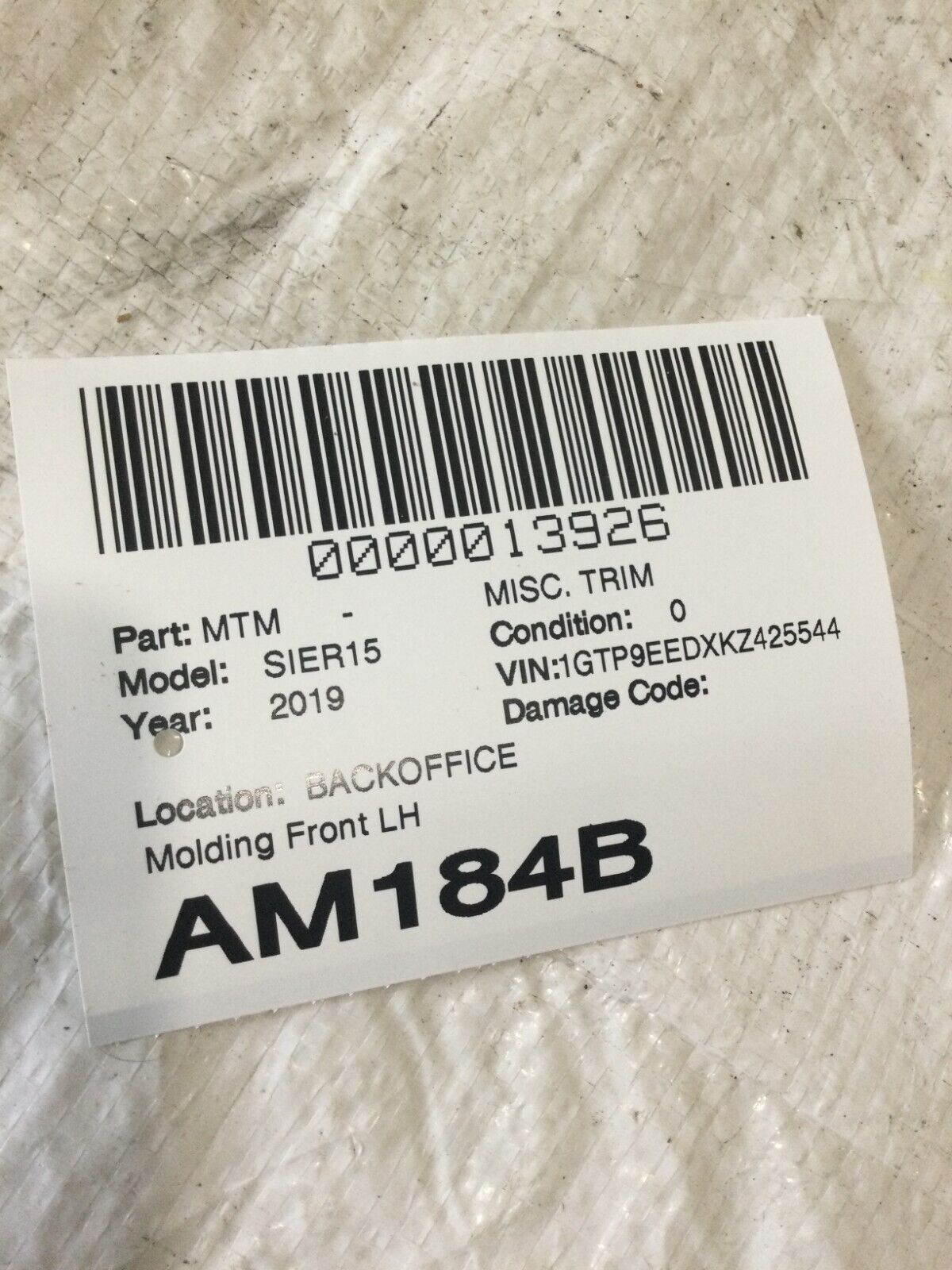 2019-2022 GMC Sierra 1500 Front Left Door Window Frame Trim Cover OEM