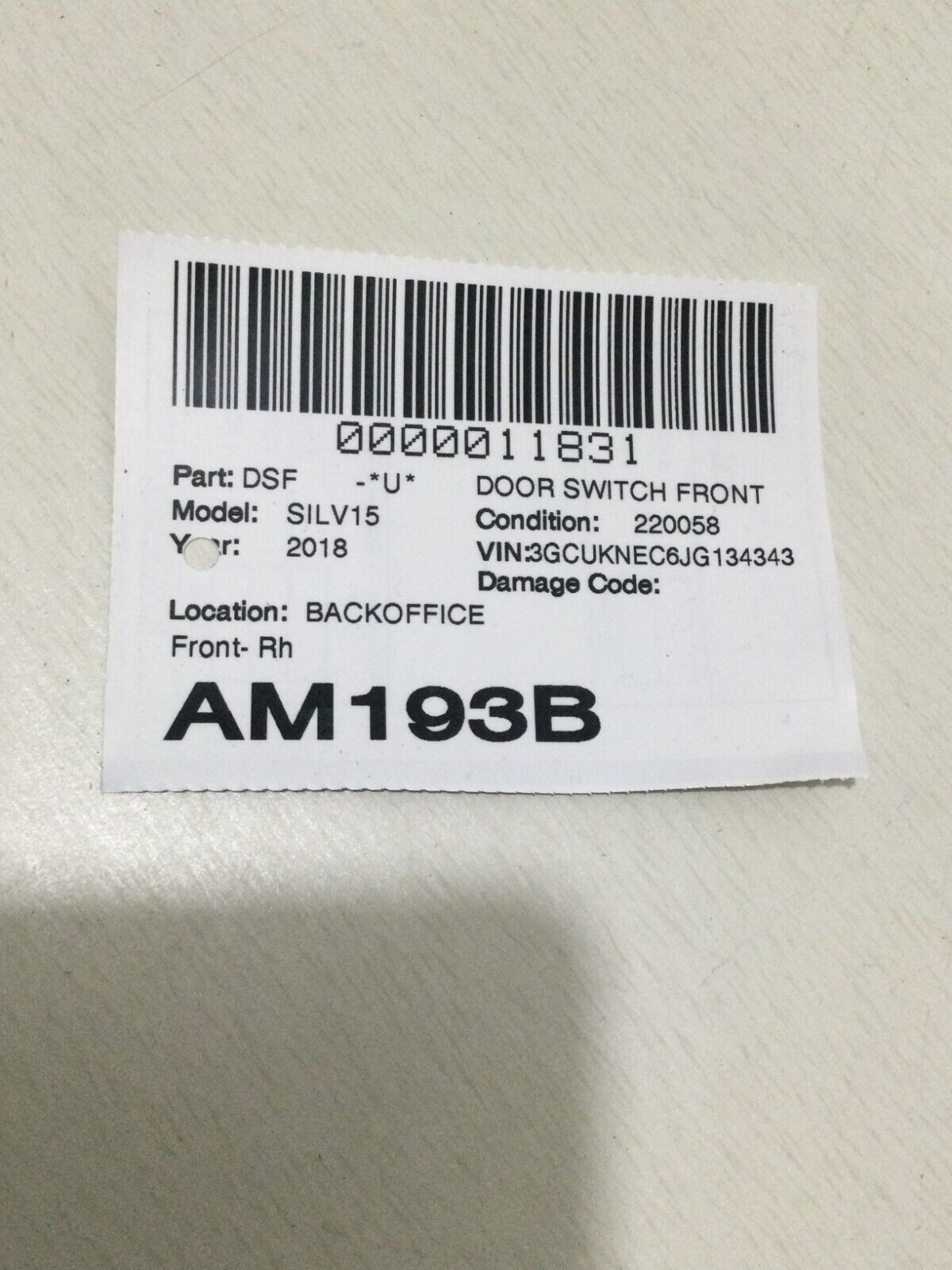 2018 Chevrolet Silverado 1500 Front Right Power Window Switch OEM