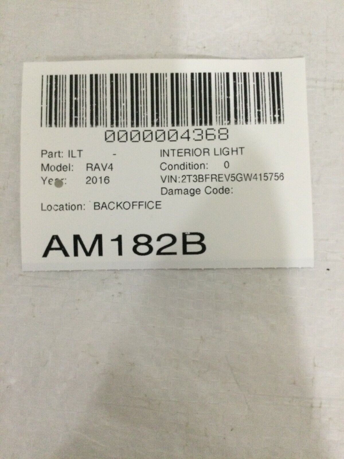 2016-2017 Toyota RAV4 Interior Light OEM
