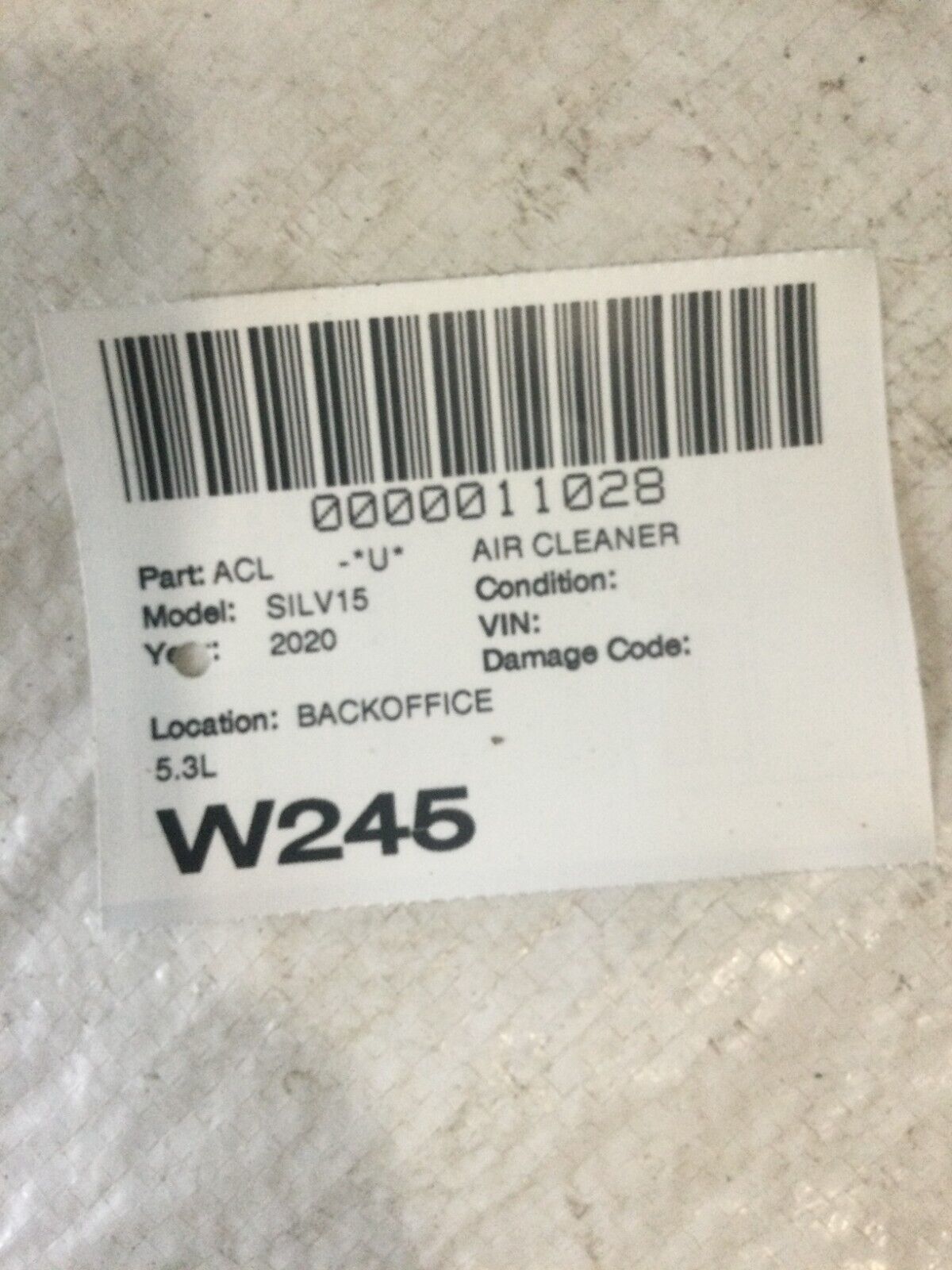 2019-2021 Chevy Silverado 1500 5.3L Air Cleaner Filter Housing OEM 84412395