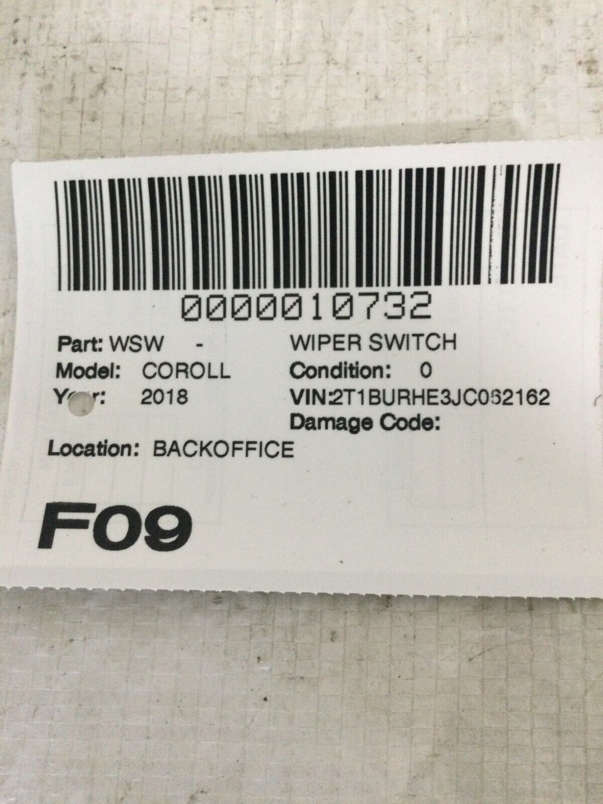 2018 Toyota Corolla Wiper Switch OEM