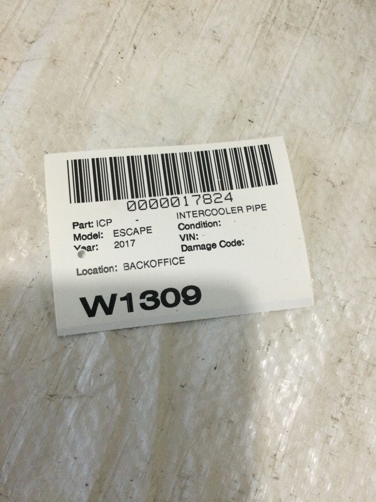 2017  Ford Escape Intercooler Hose Pipe OEM