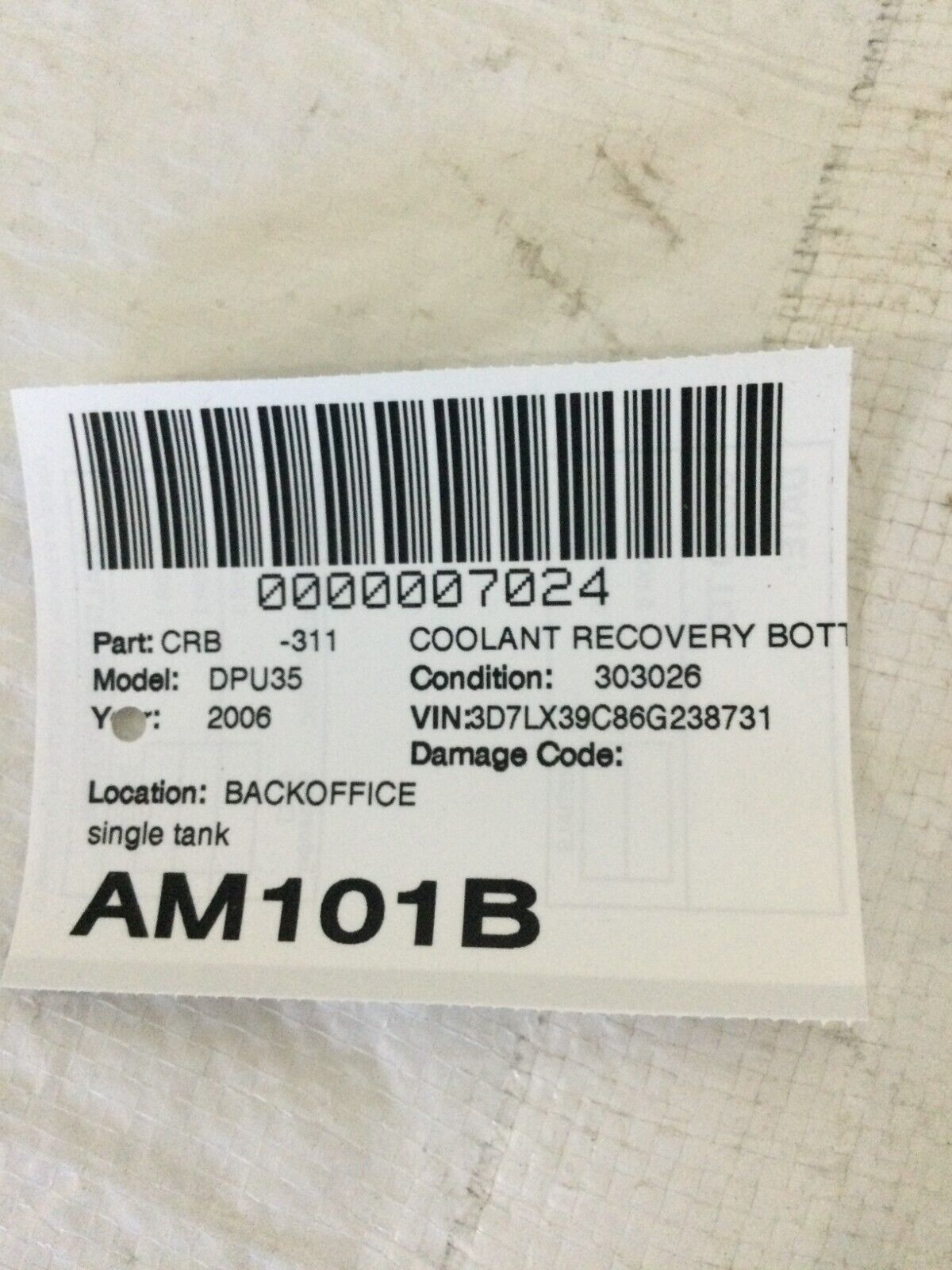 2006 Dodge Ram 3500 Diesel 5.9L overflow reservoir Expansion Tank bottle OEM