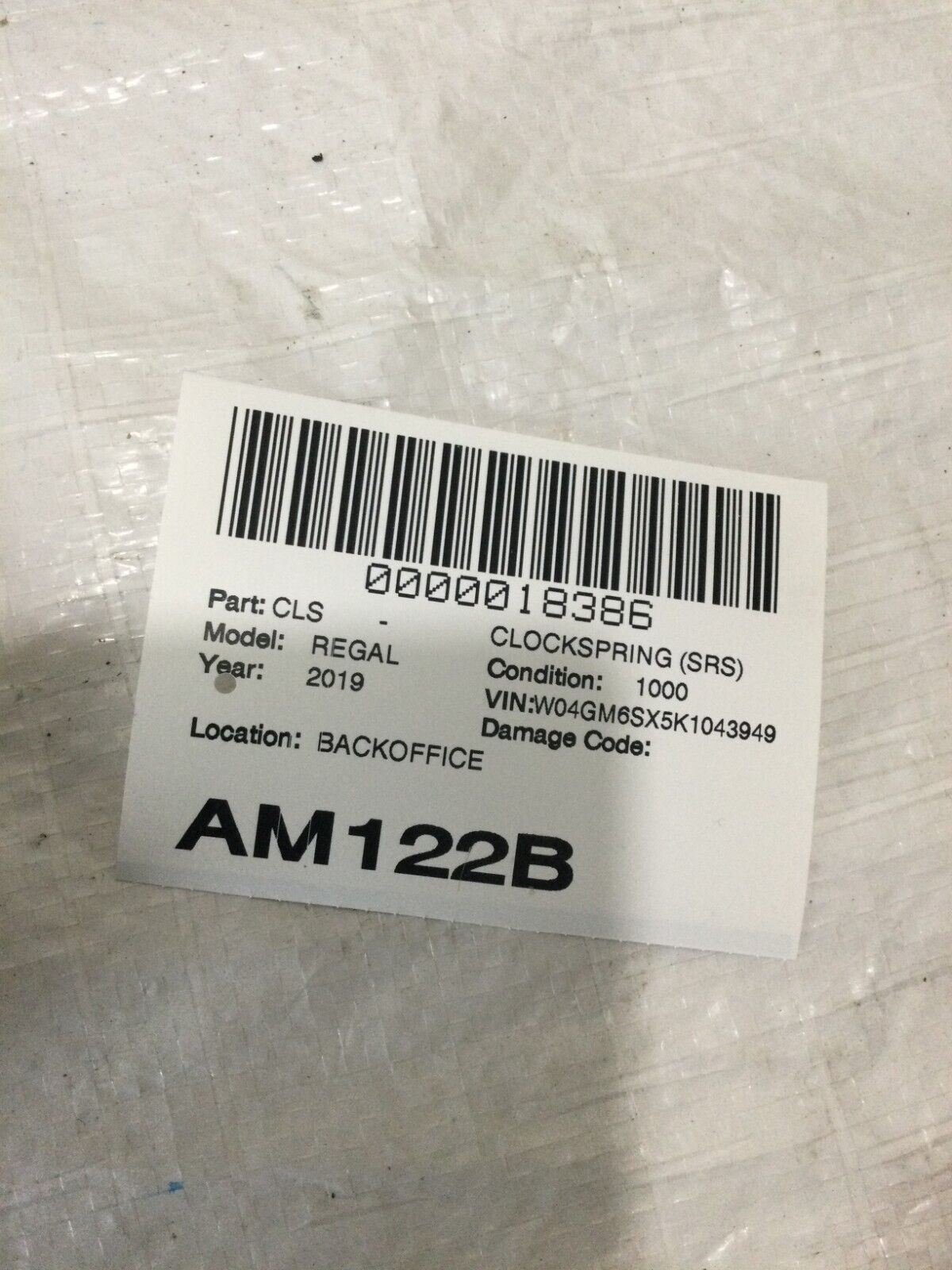 2019 Buick Regal Clockspring Assembly 98F0110C OEM