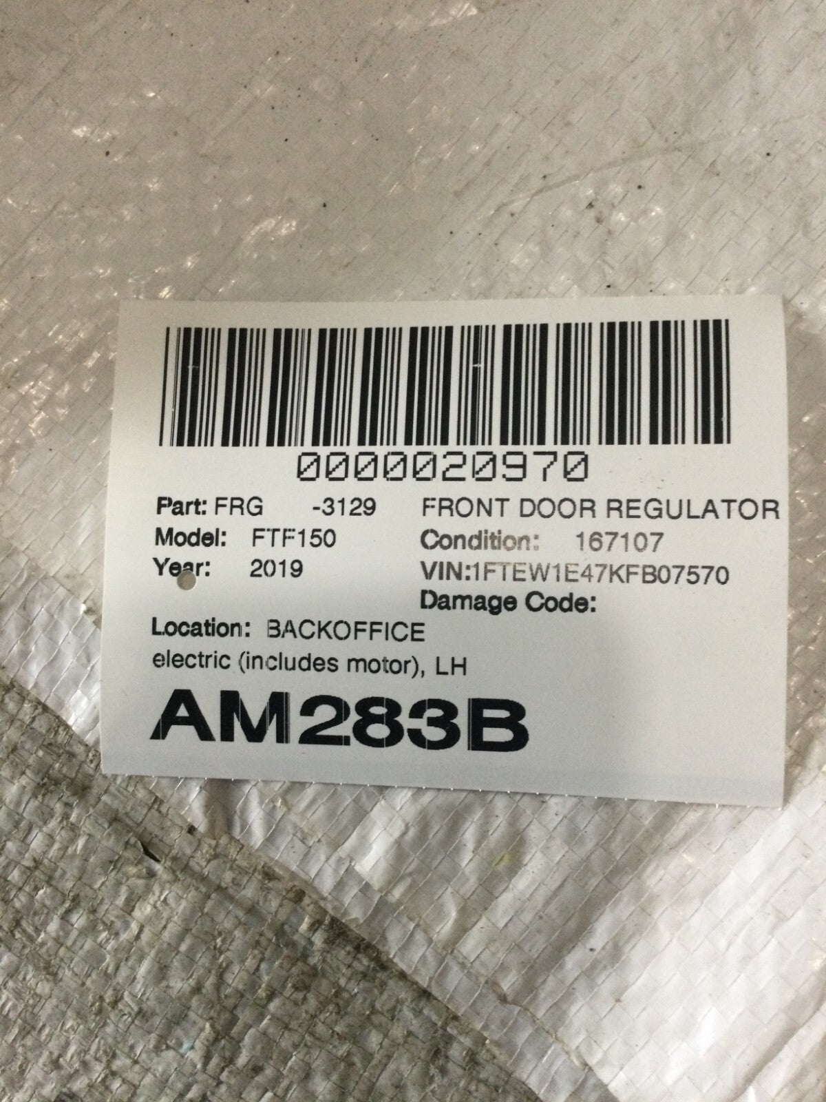 2019 Ford F-150 F150 Front Left Window Door Regulator Motor OEM