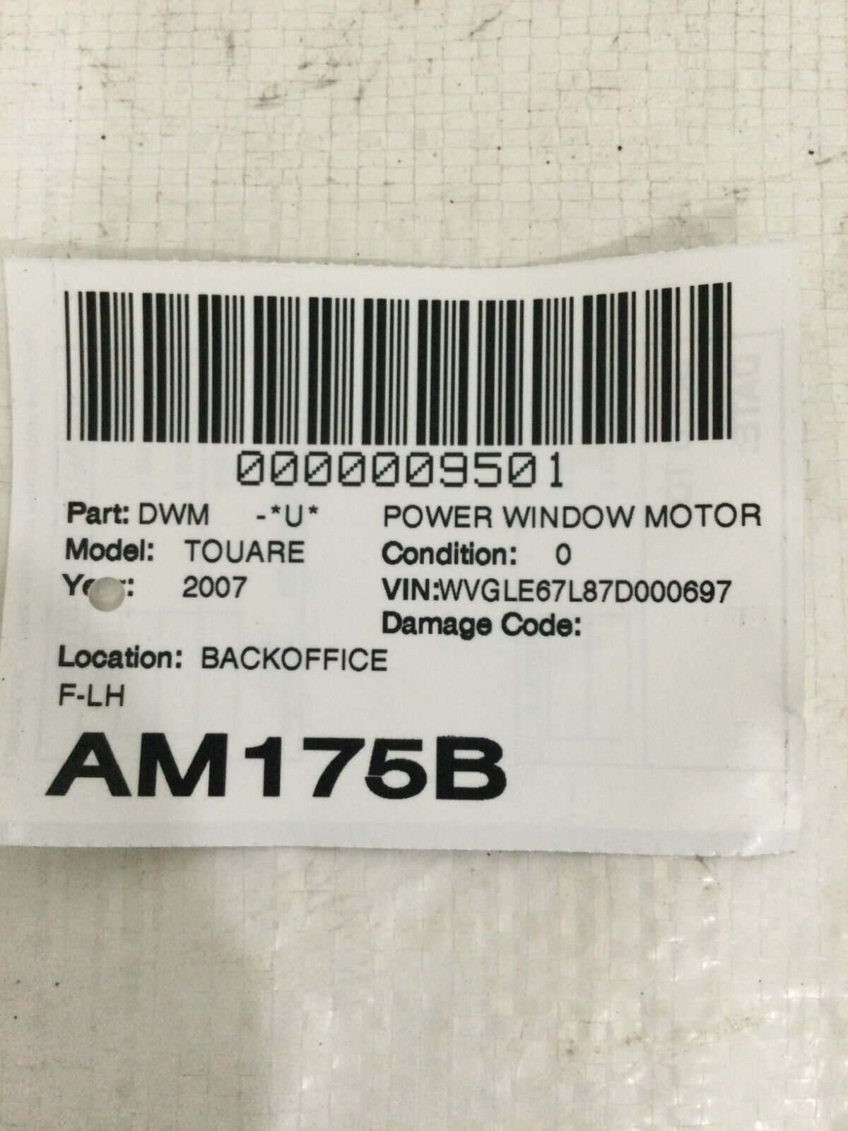 2007 Volkswagen Touareg Driver Front Left Window  Regulator Motor OEM 3D1959793E