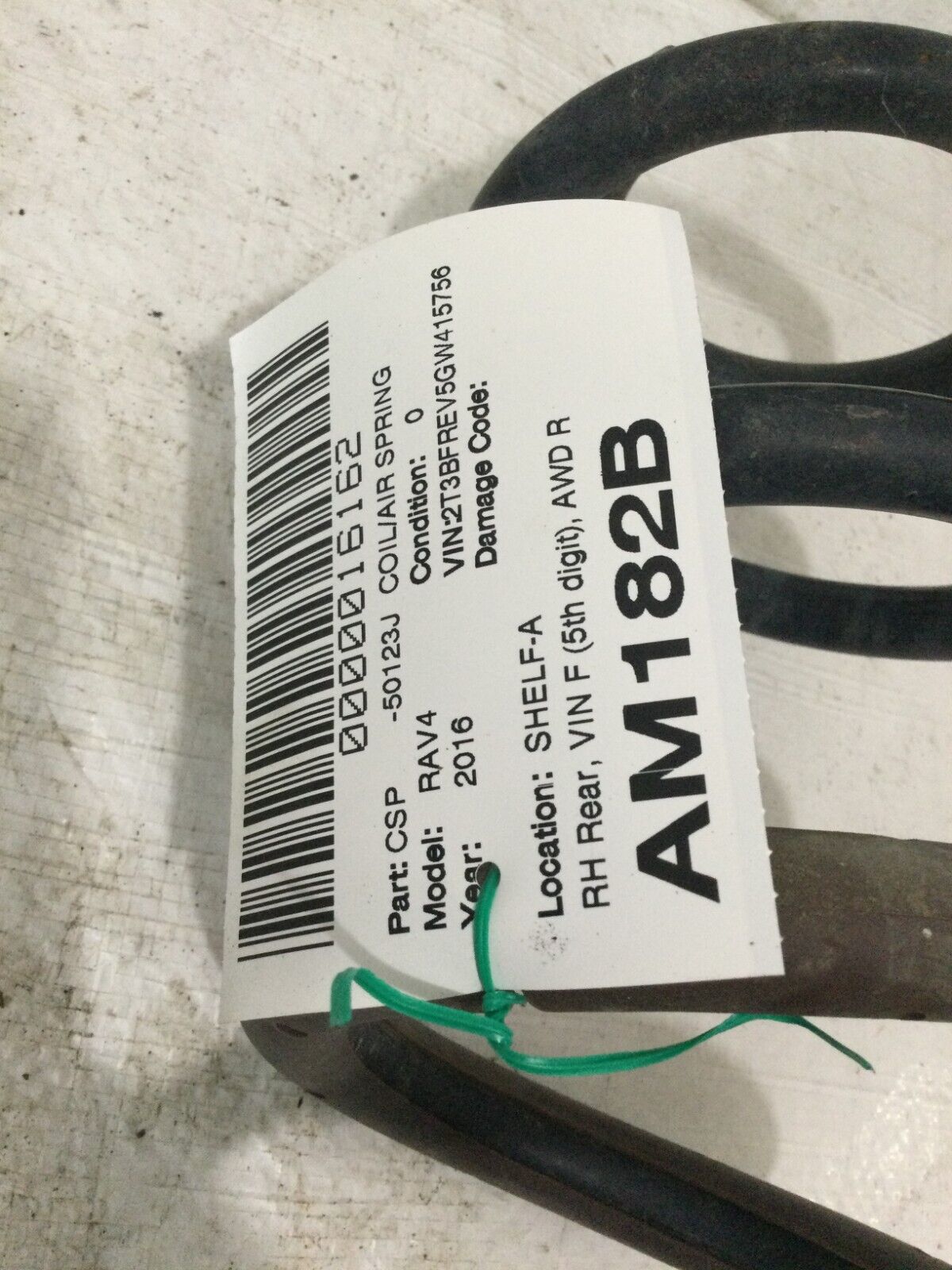 2016 Toyota RAV4   Rear Right  Suspension Coil Spring OEM