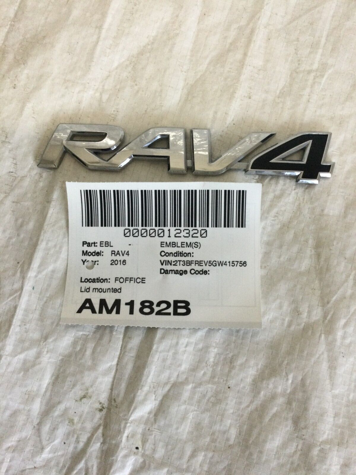 2016 Toyota RAV4 Lid Mounted Emblem OEM