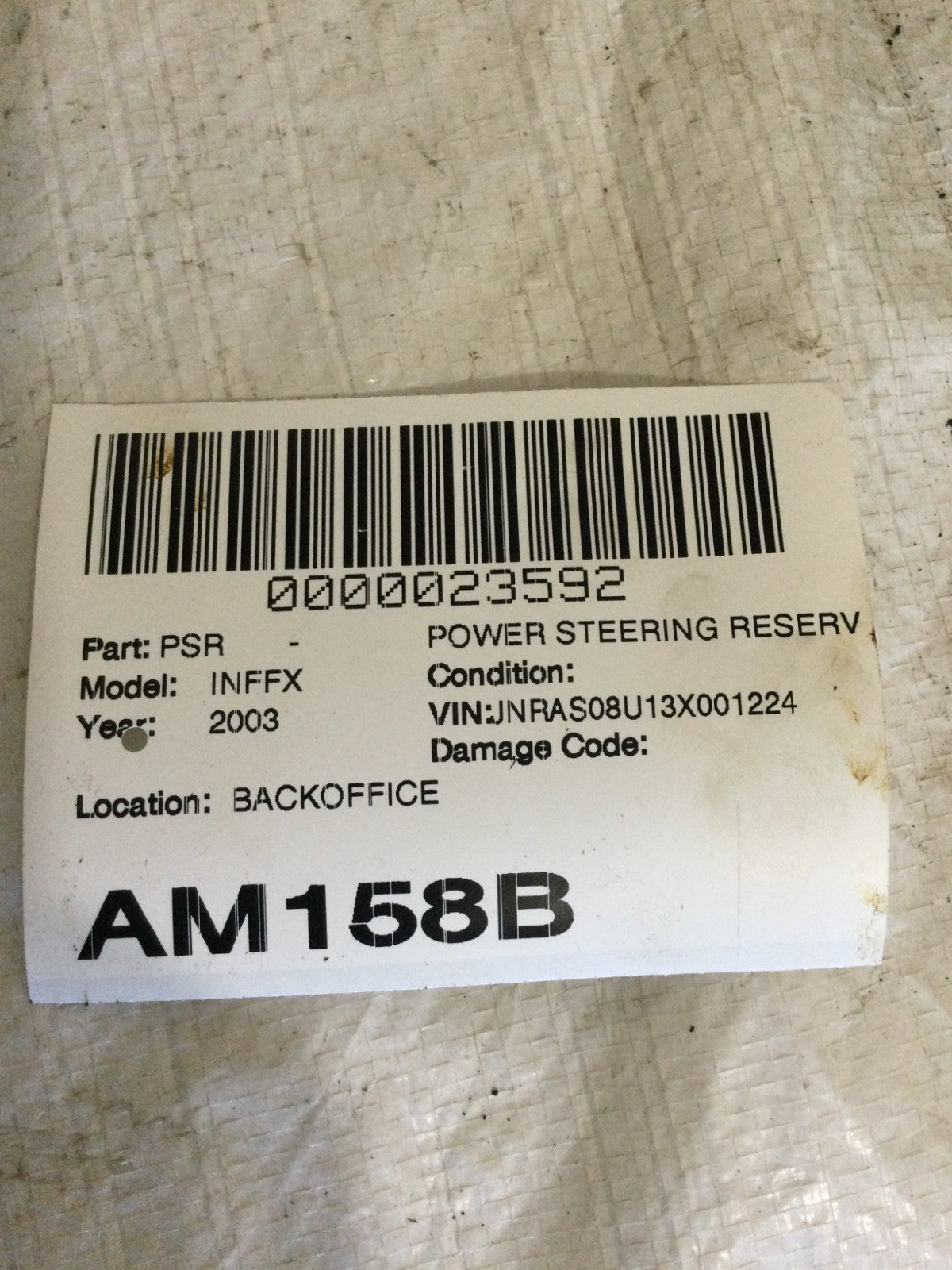 2003 Infiniti FX35 3.5L Power Steering Reservoir Tank Bottle Cap OEM