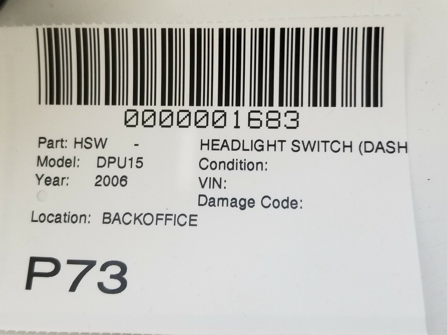 2006 2007 2008 Dodge Ram 1500 Headlight Light Switch P56049636AD OEM