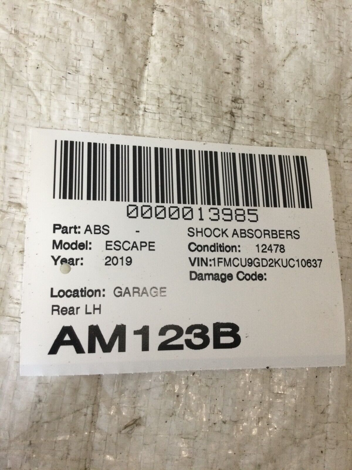 2019 Ford Escape  Rear Left Shock Absorber OEM