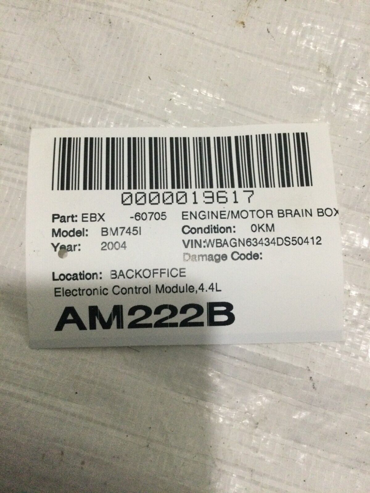 2004 BMW 7-Series Engine Computer Control Module  ECM  7540550  OEM