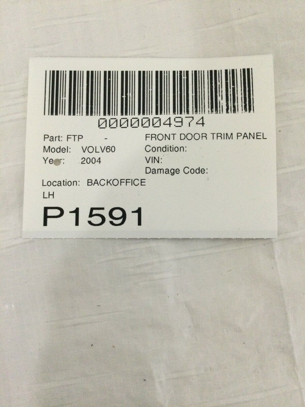 2004 Volvo S60 Front Left Door Trim Panel OEM LH