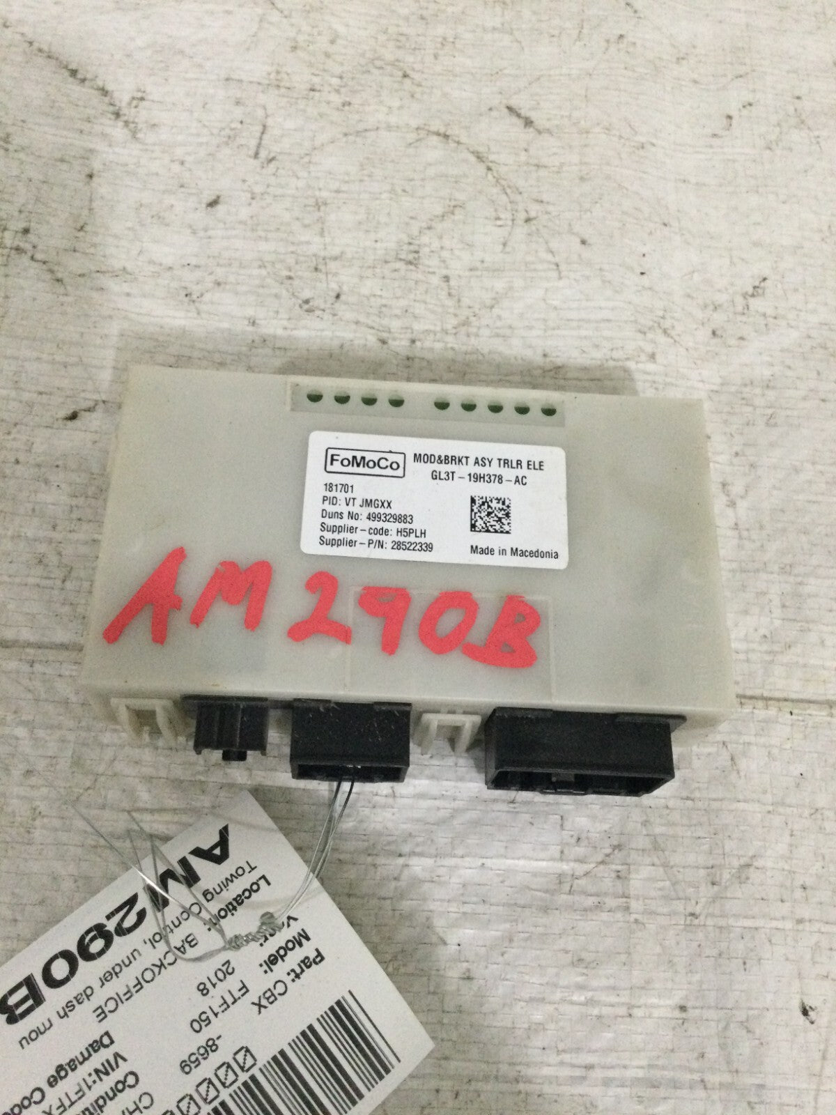 2018 Ford F-150 Towing Control Module GL3T-19H378-AC OEM
