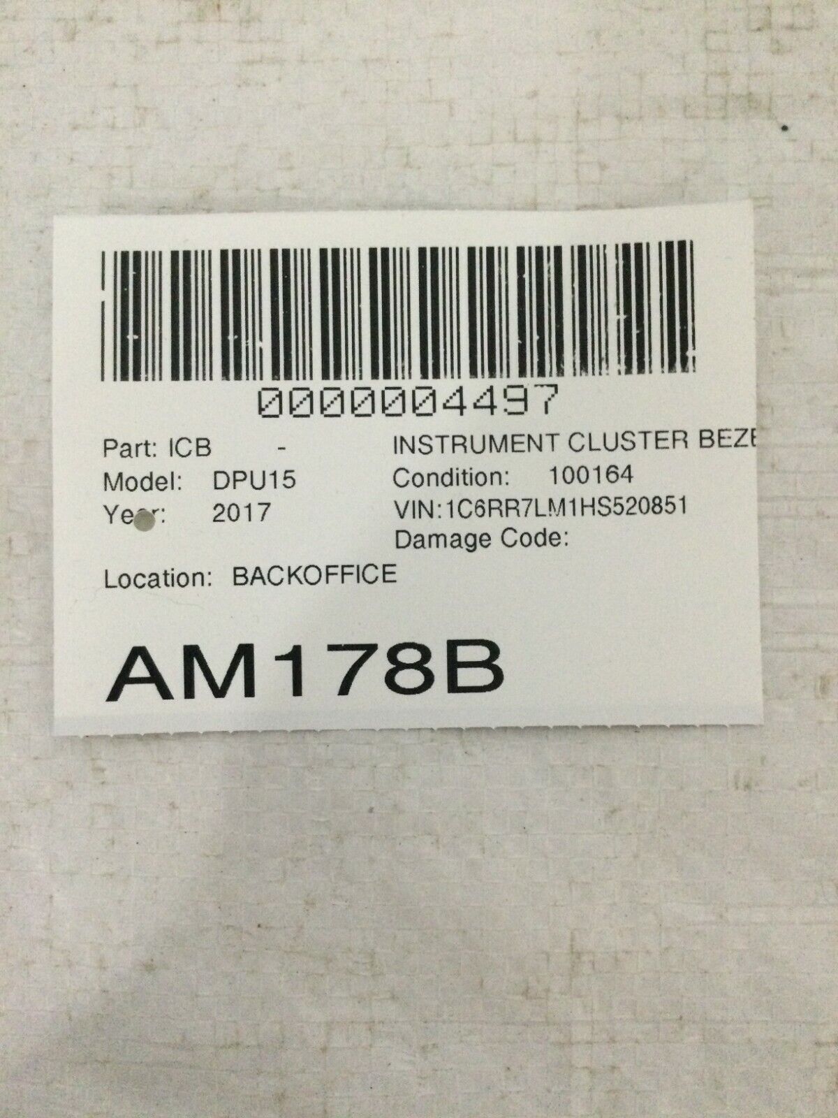 2017 Dodge Ram 1500 Instrument Cluster Bezel Trim OEM 2304268