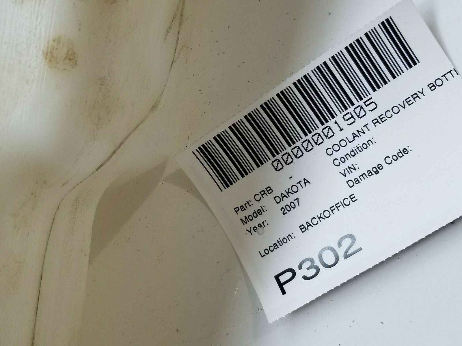 Dakota Dakota 2007-2008 Engine Coolant Recovery Bottle Tank 55112524AA OEM