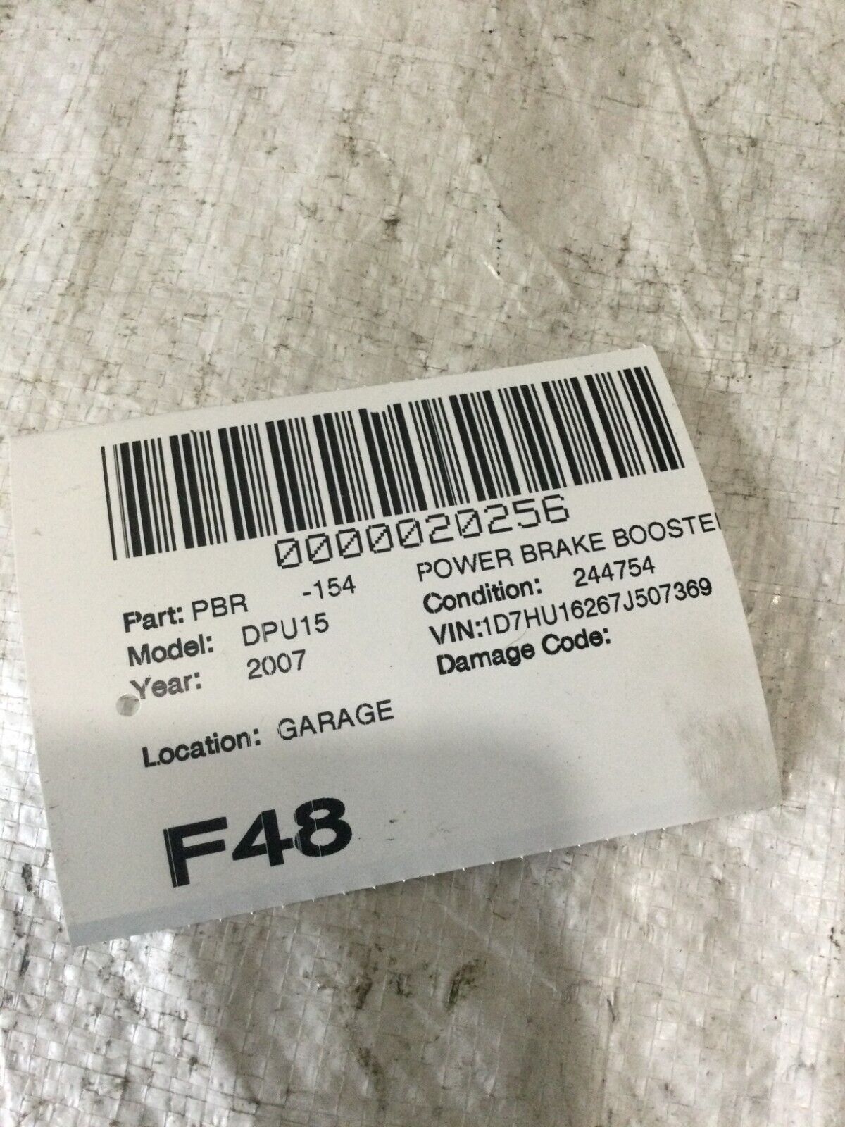 2007 Dodge Ram 1500  Power Brake Booster W/ Reservoir OEM P55366741AA