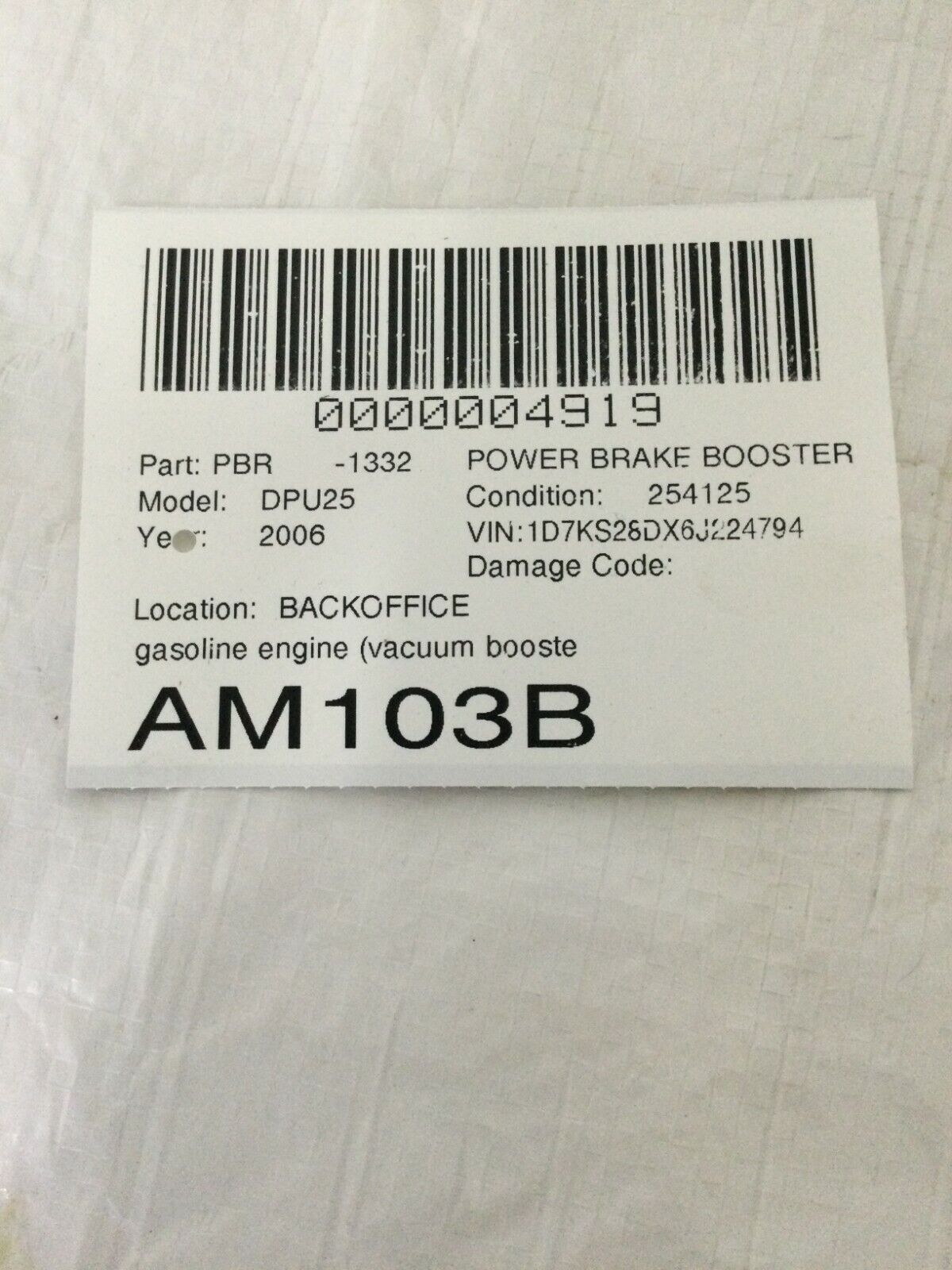 2006 Dodge Ram 2500 Power Brake Booster OEM 5.7L