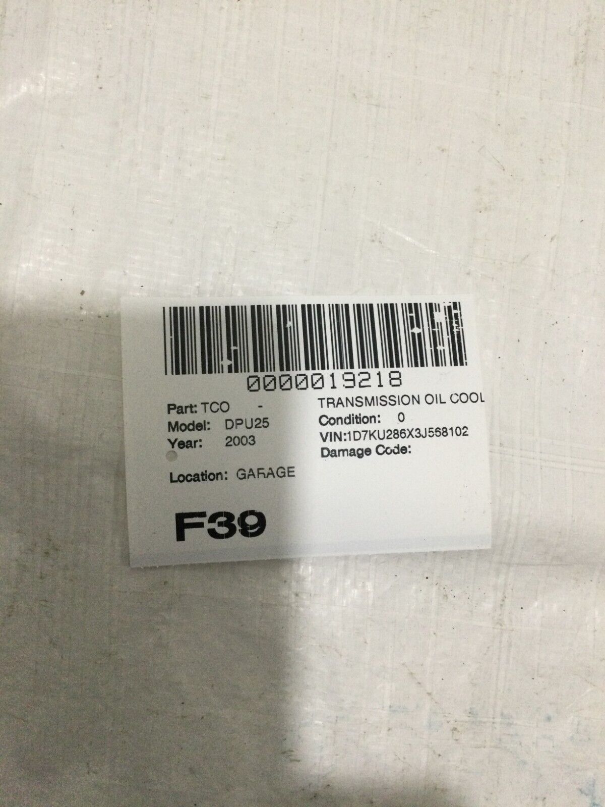 2003 Dodge Ram 2500 Transmission Oil Cooler OEM