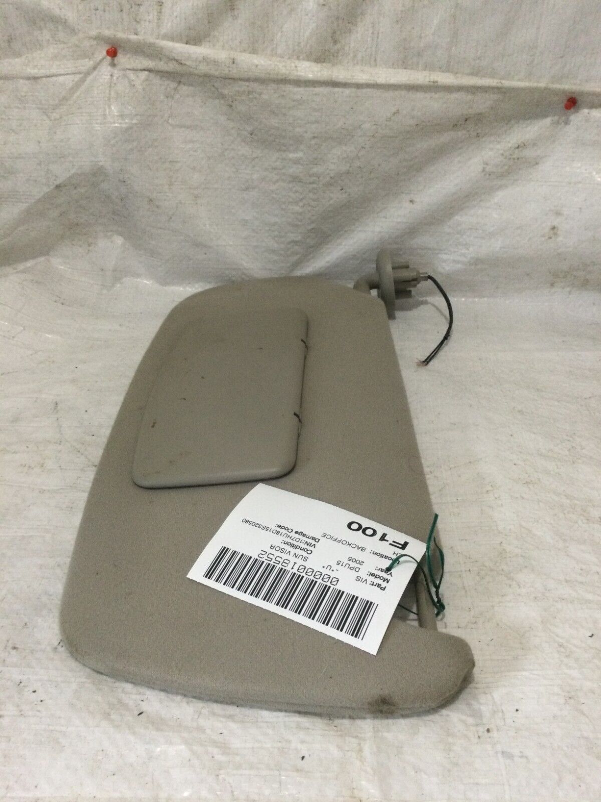 2002-2008 Dodge Ram Left Sun Visor OEM Driver Shade W/ Lighted Mirror