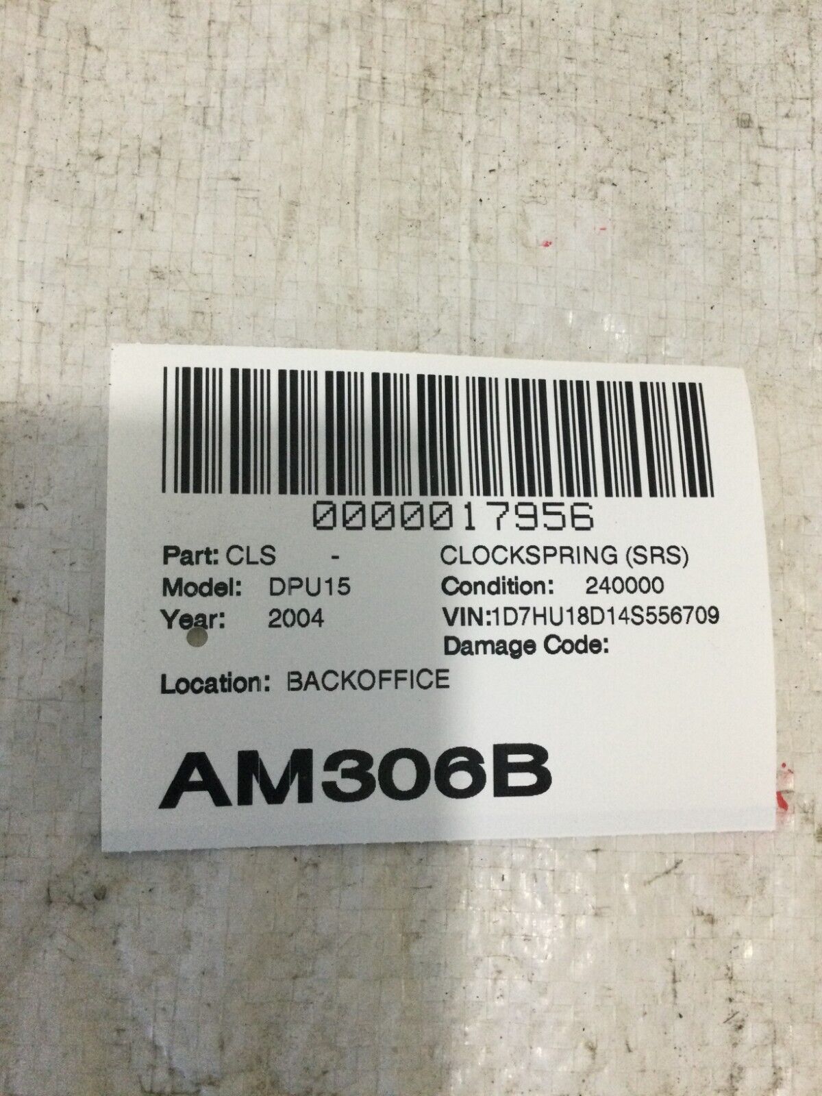 2004 Dodge Ram 1500 Spiral Cable Clock Spring  56049461AA OEM