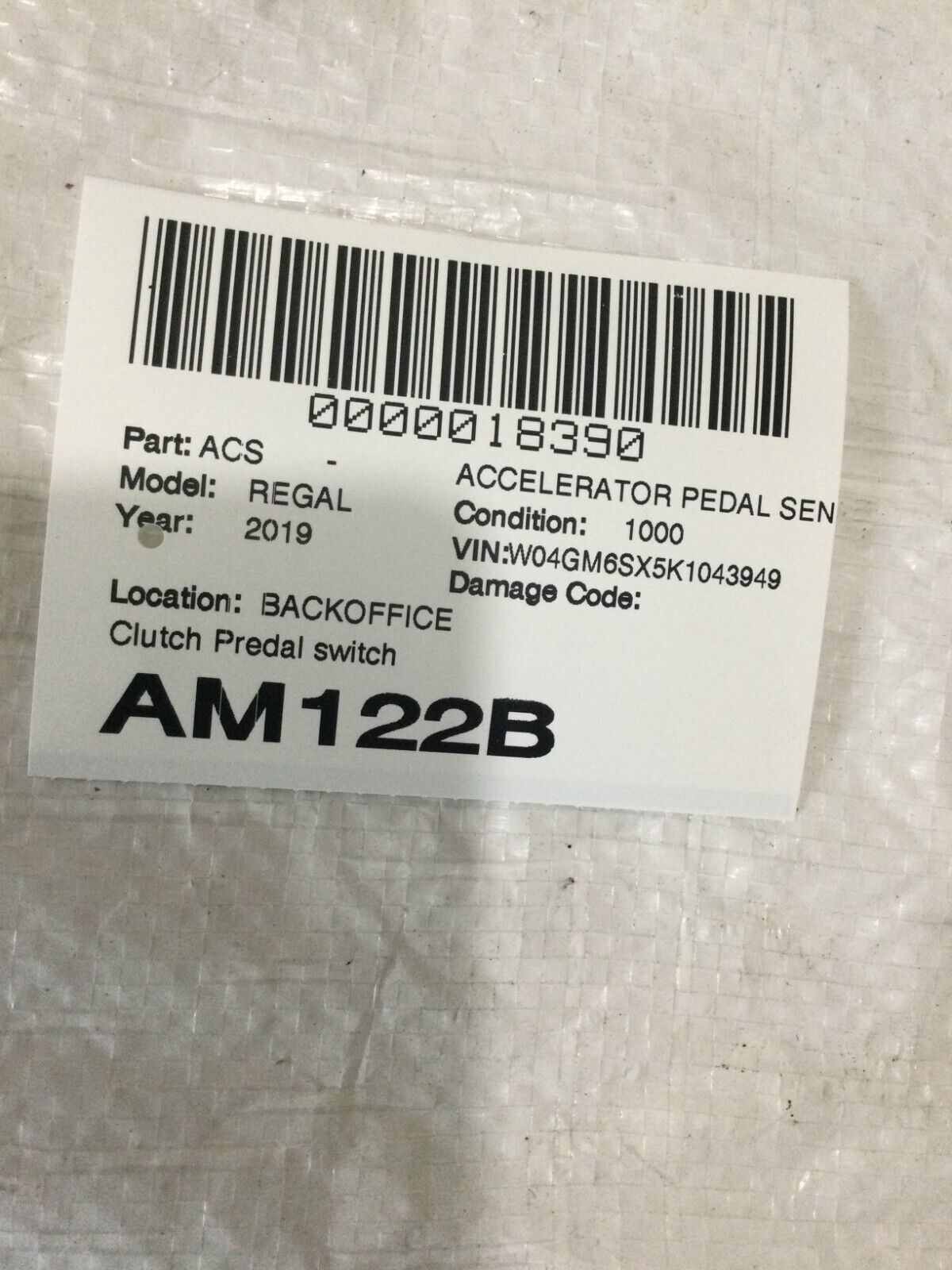 2019 Buick Regal  Brake Pedal Position Sensor OEM
