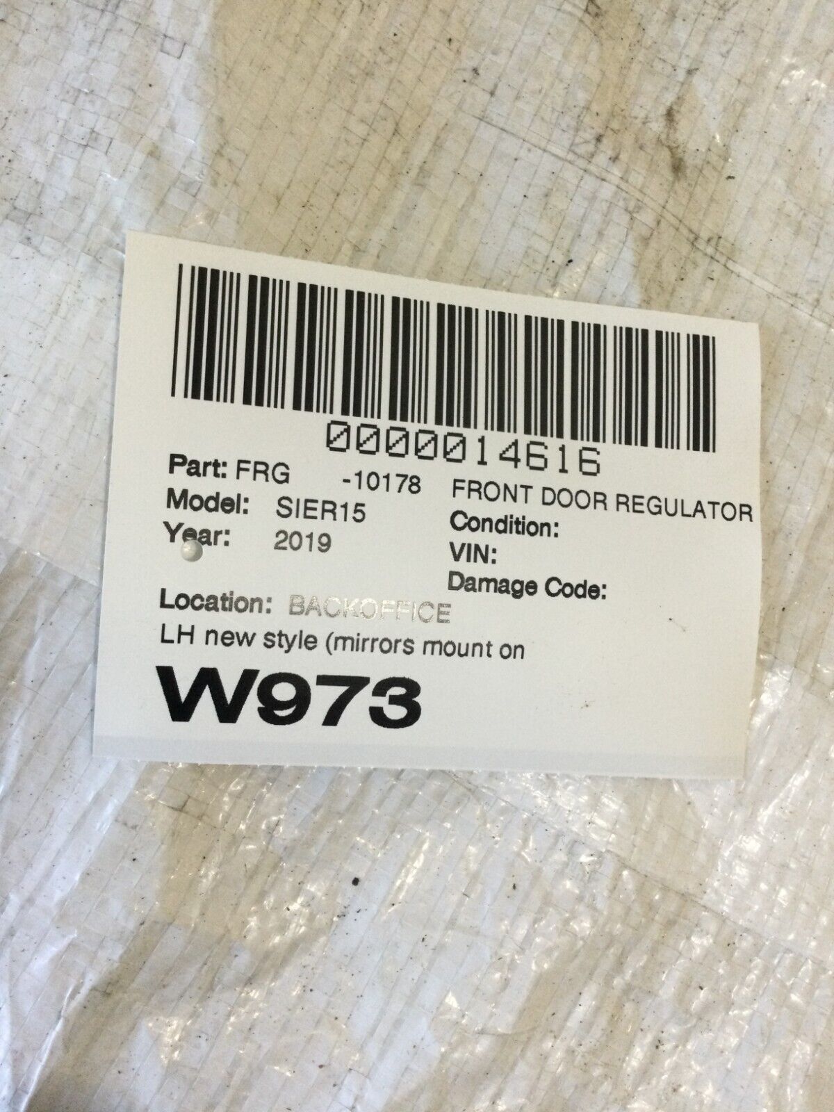 2019 GMC Sierra 1500  Front Left Window Door  Regulator Motor  Assembly OEM