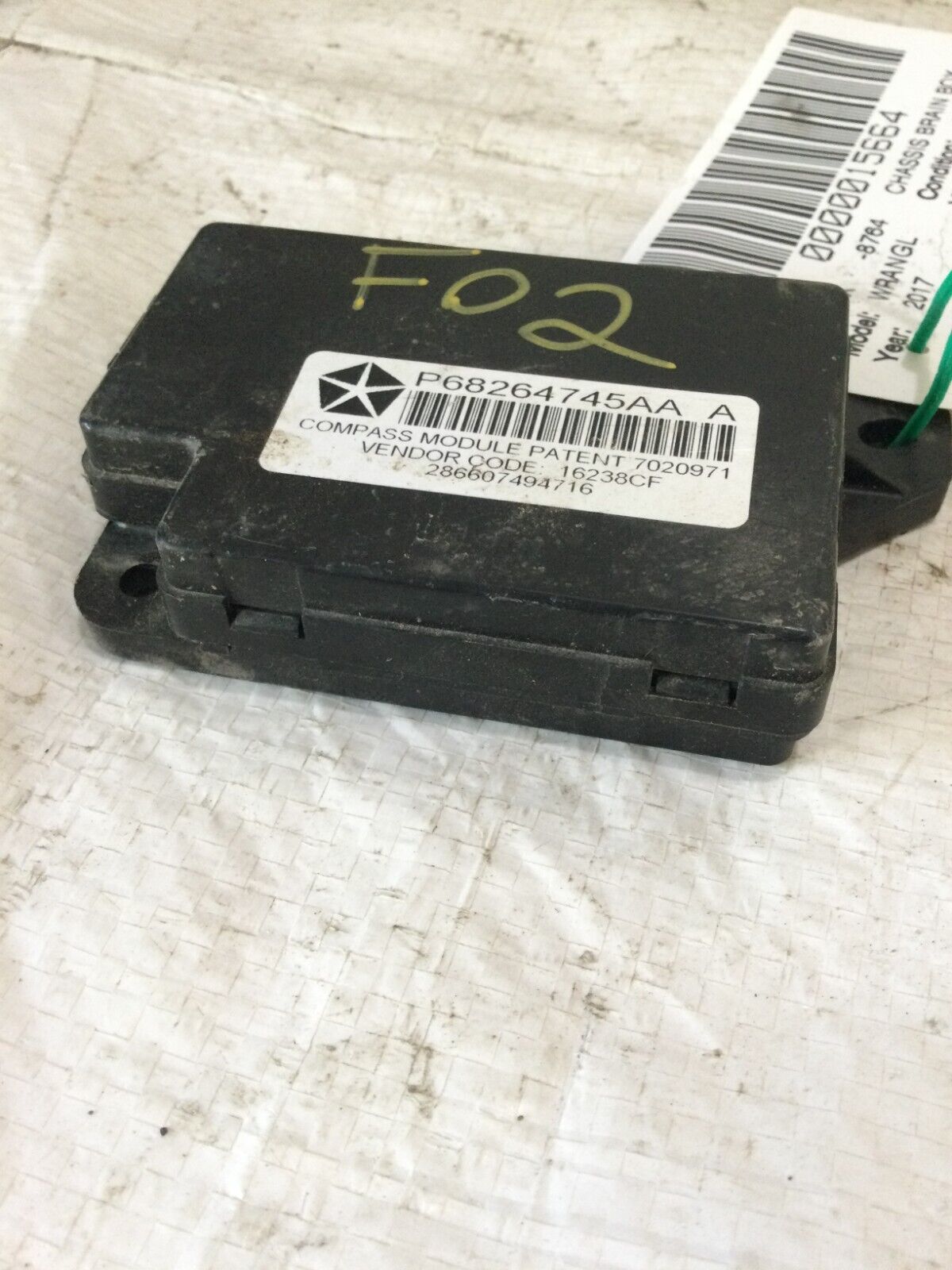 2017 Jeep Wrangler  Driver Compass  Control  Module  P68264745AA OEM