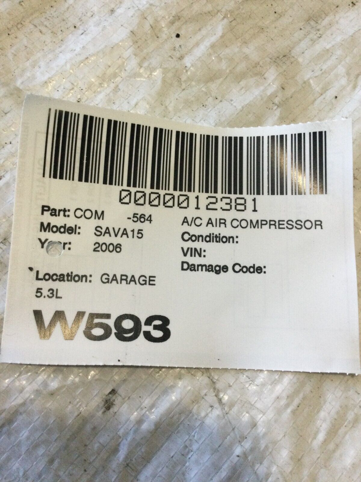 2006 GMC Savana 1500 A/C Compressor OEM 5.3L OEM