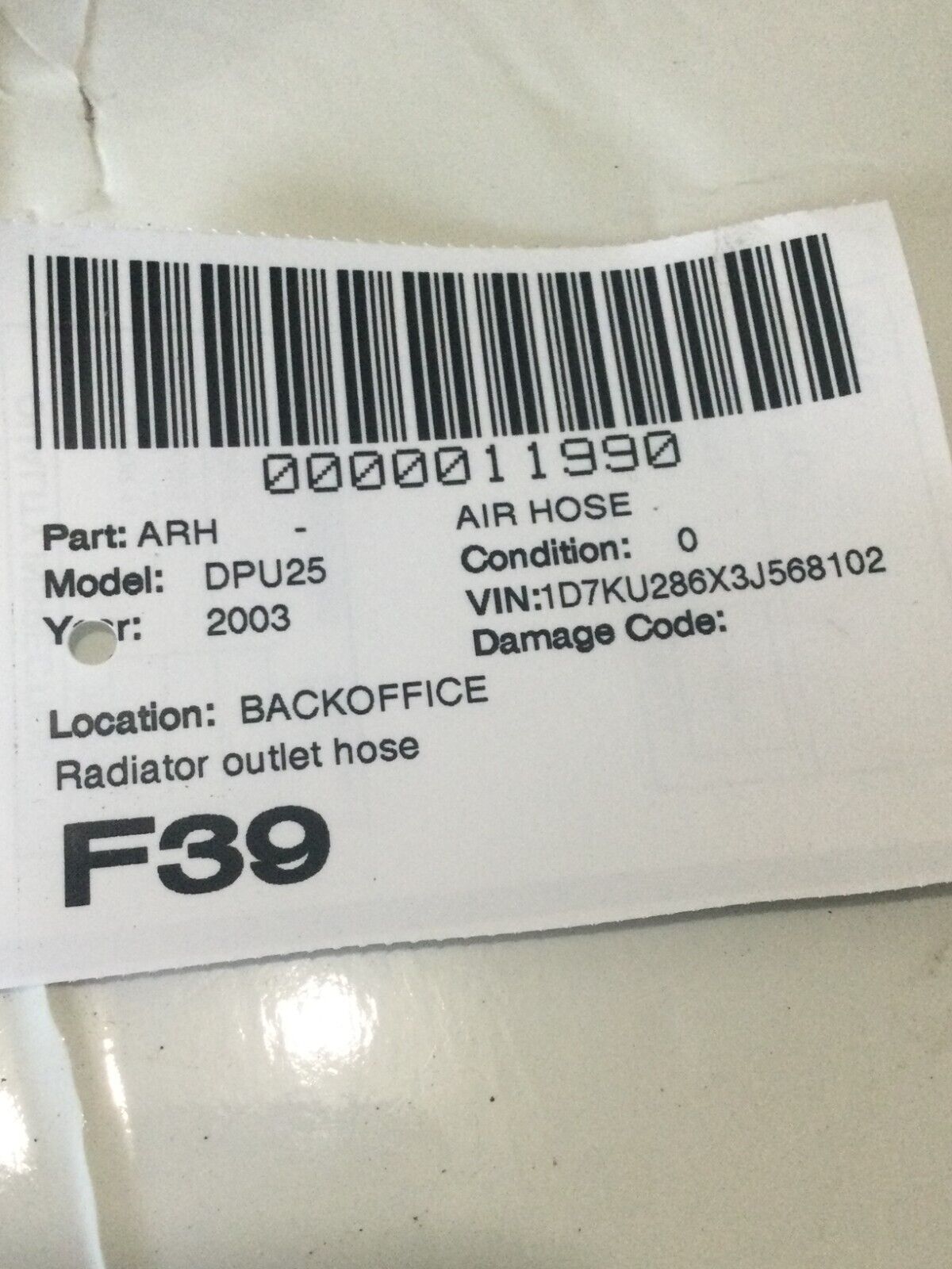 2003 Dodge Ram 2500 Radiator Outlet Hose OEM 52028872AG