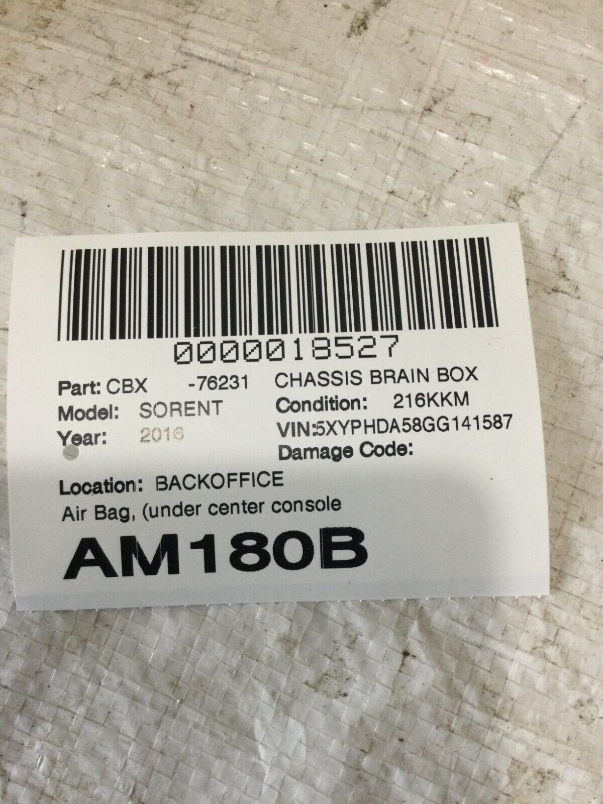 2016-2018 Kia Sorento Bag Control Module 95910-C6000 OEM