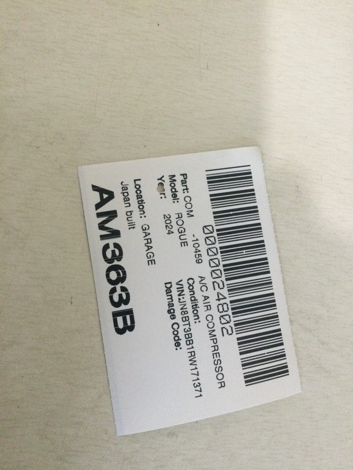 2024 Nissan Rogue 1.5L Compressor Air Conditioner OEM 92600 6RC0A