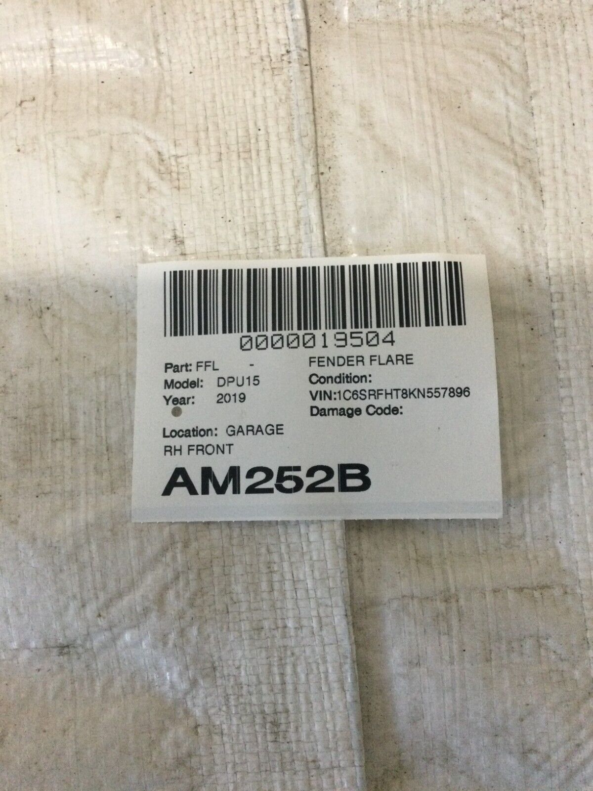2019-2021 Dodge Ram 1500 Front Right Fender Flare OEM