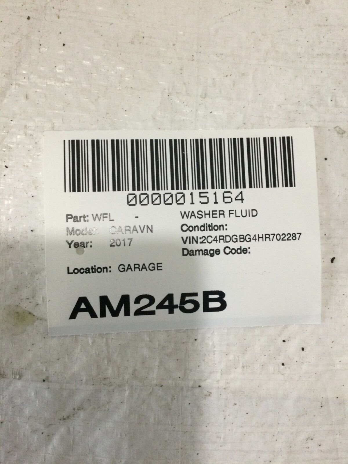 2017 Dodge Grand Caravan Windshield Washer Fluid Reservoir Tank 05113650AD