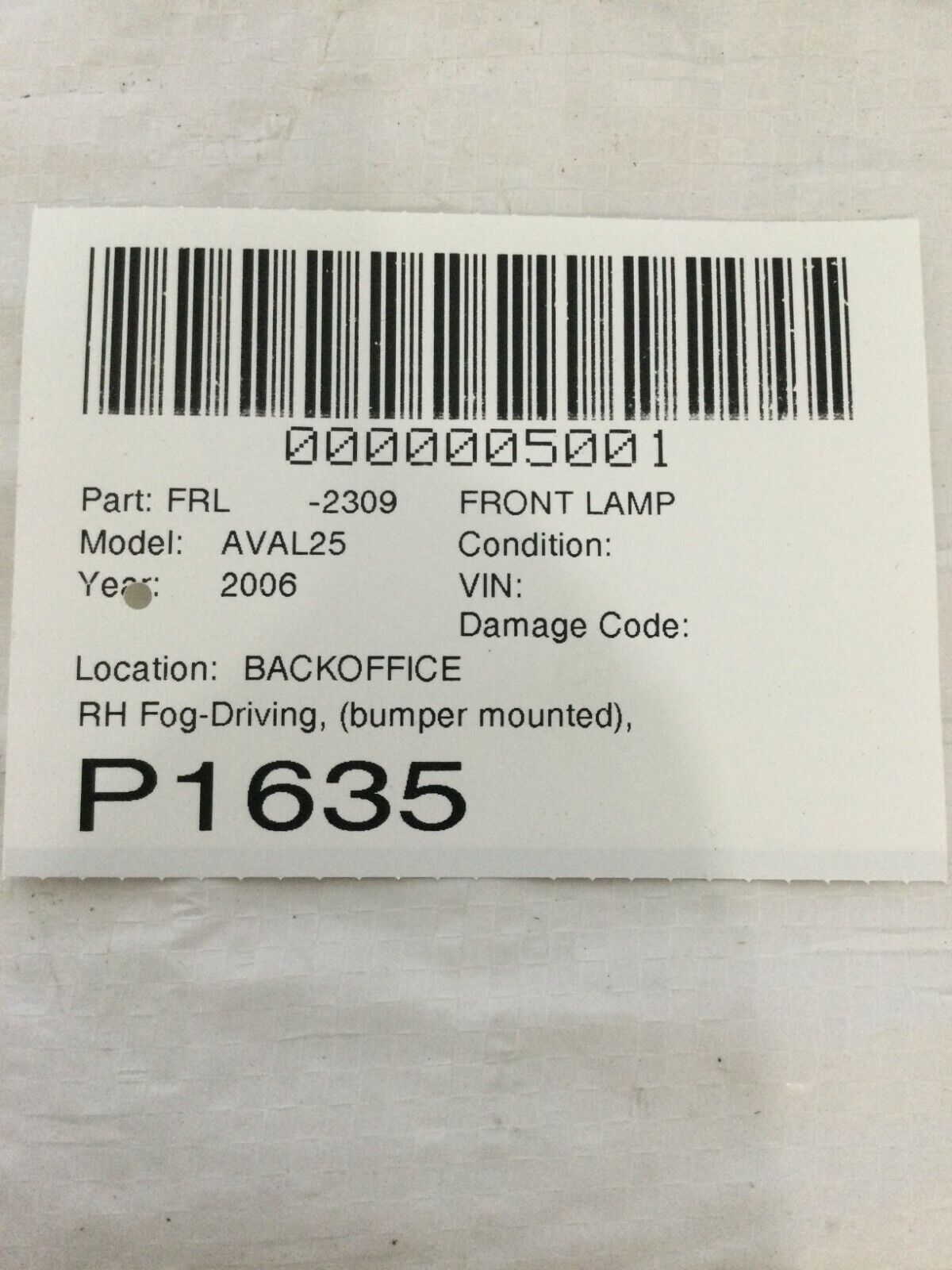 2002-2006 Chevy Avalanche Right Corner Park Light Passenger Side OEM RH