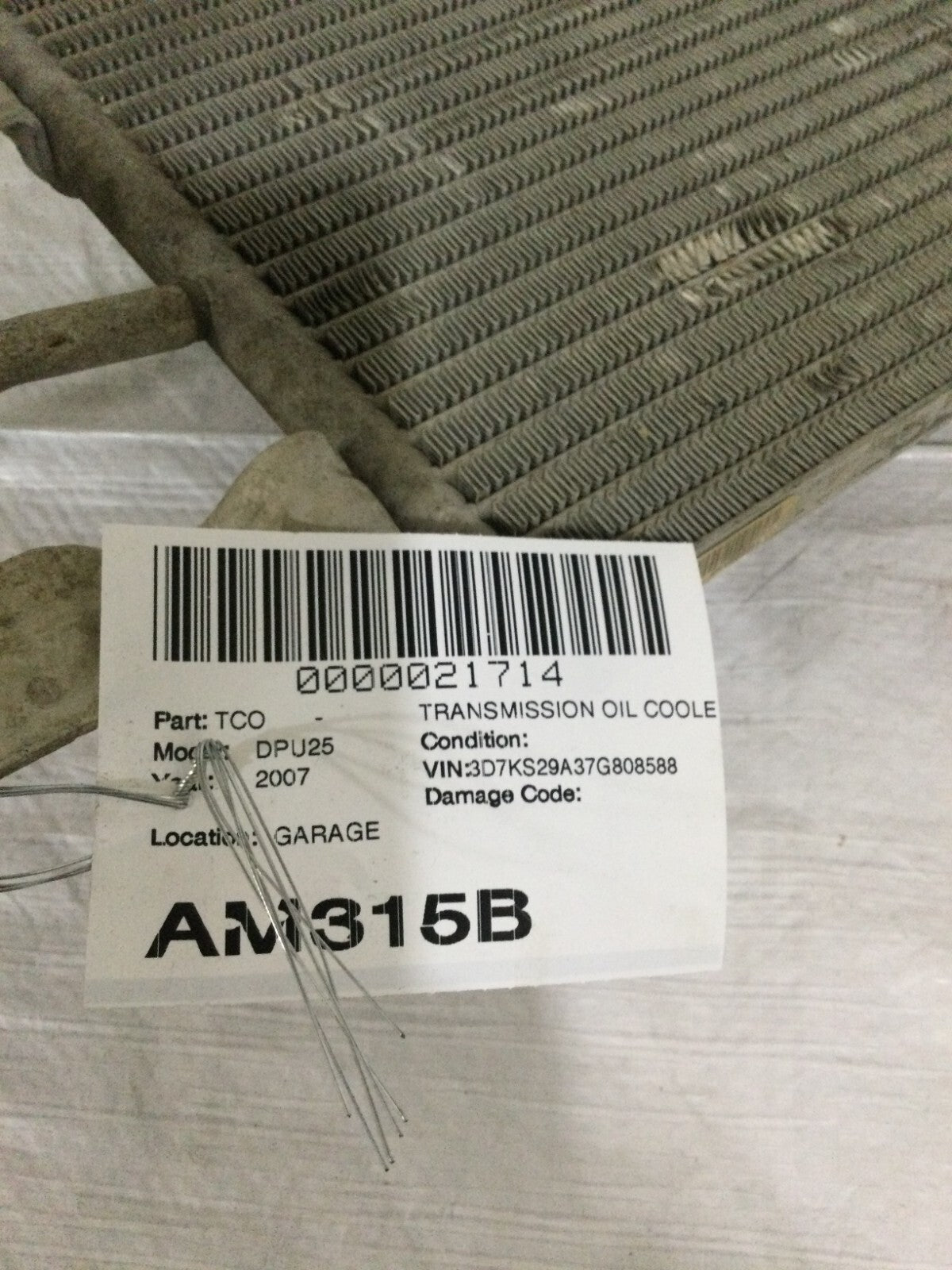 2007 Dodge Ram 2500 Transmission Oil Cooler OEM